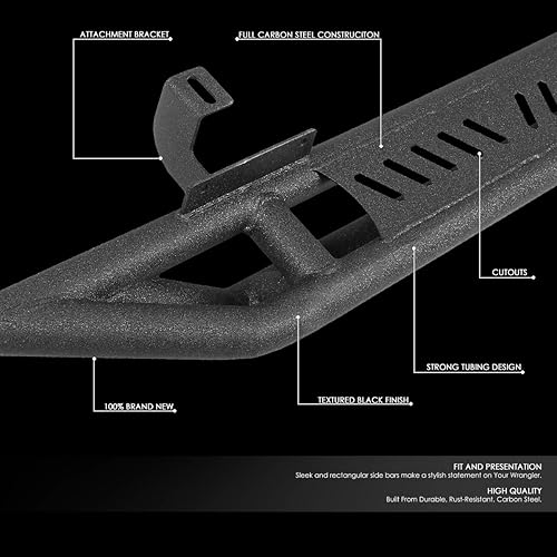Miniatura 2 de DNA MOTORING Estribos de 6 pulgadas compatibles con 18-22 Wrangler JL Unlimited 4-Dr, barras Nerf con revestimiento de polvo, STEPB-ZTL-8140-BK