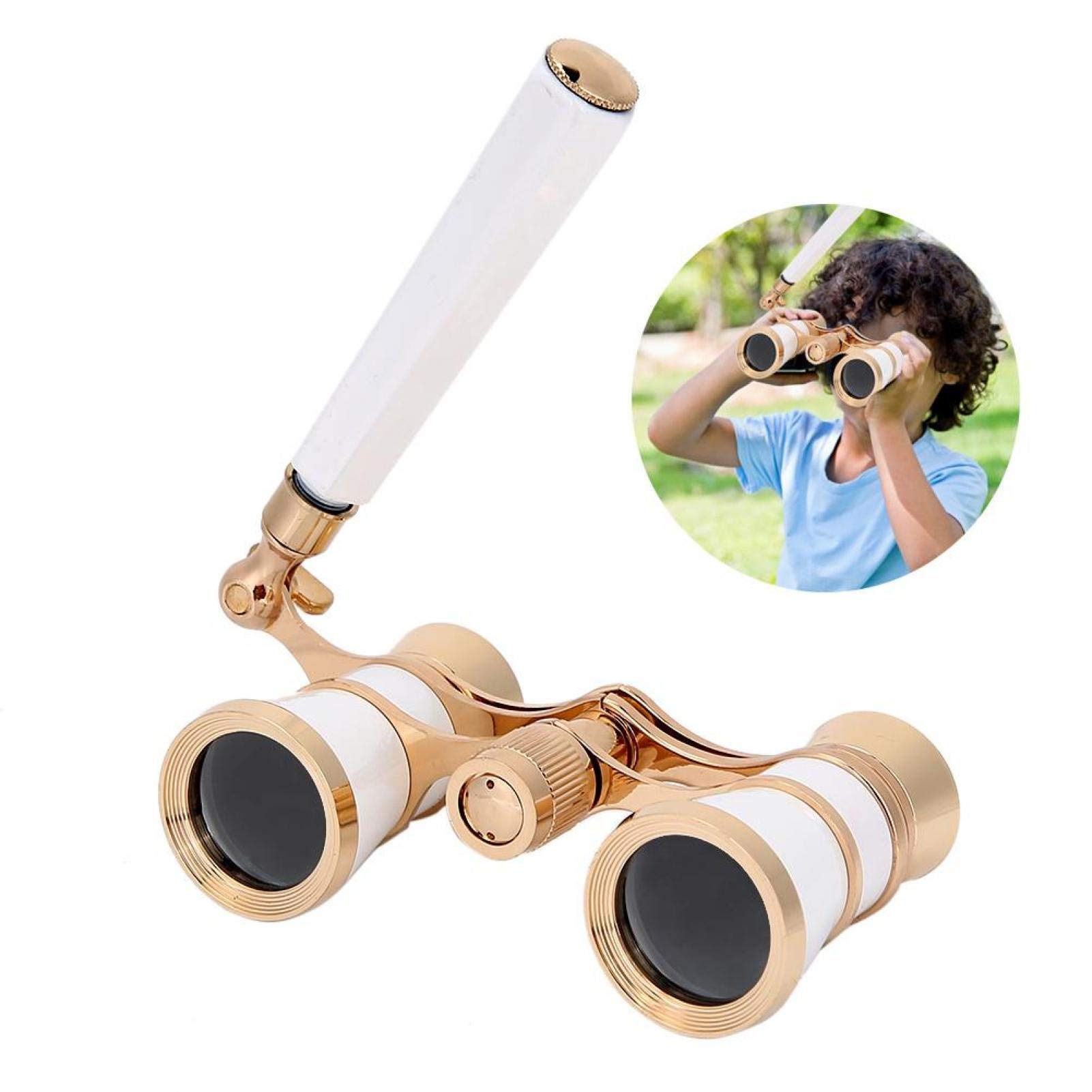Voluxe Télescope de théâtre détaillé de 3 Couleurs de binoculaire d'opéra pour des Meubles Quotidiens de théâtres(Blanche)