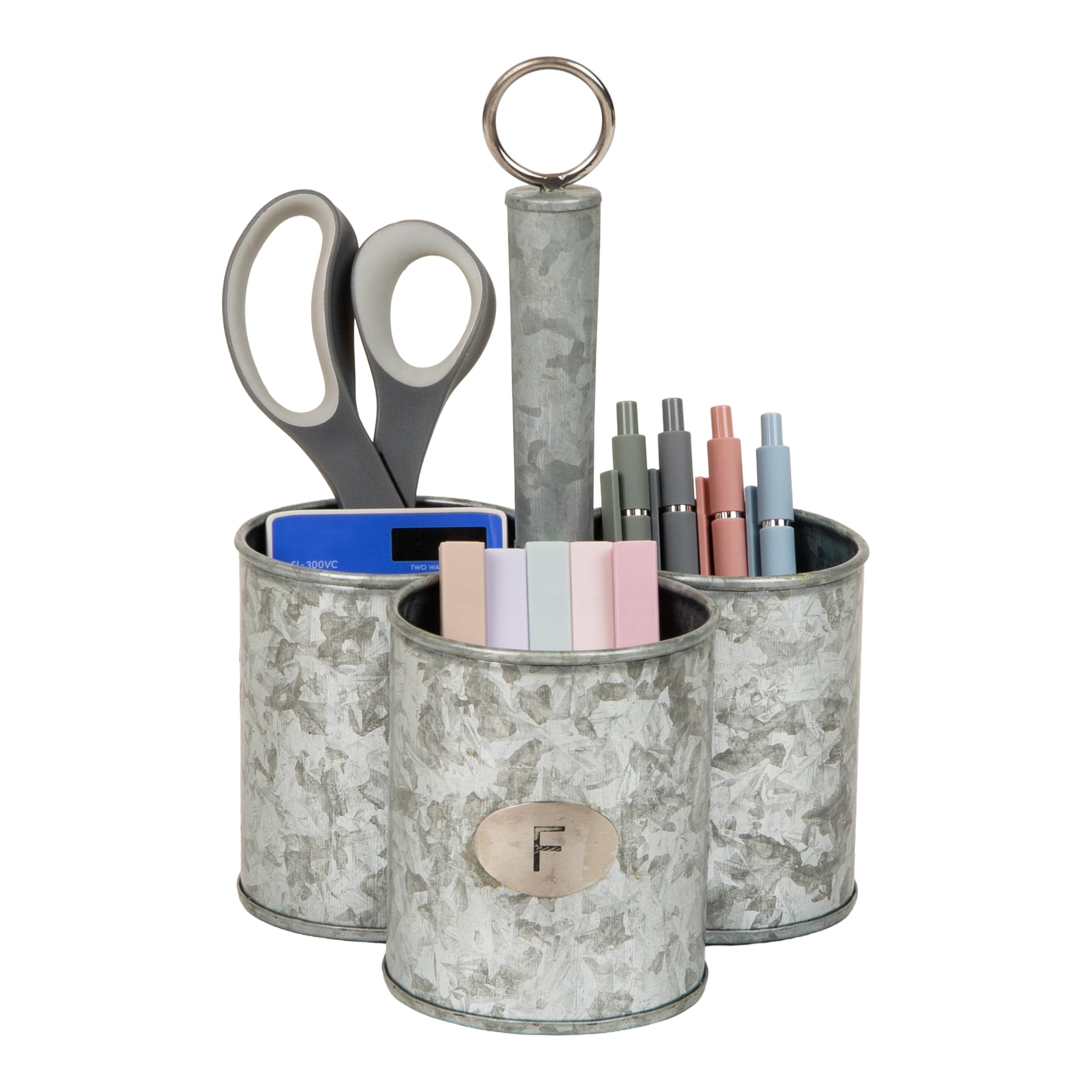 Mind Reader 3SGCADUT-SIL 3-Compartment Metal Organizer with Handle Utensil Holder, Steel, Black