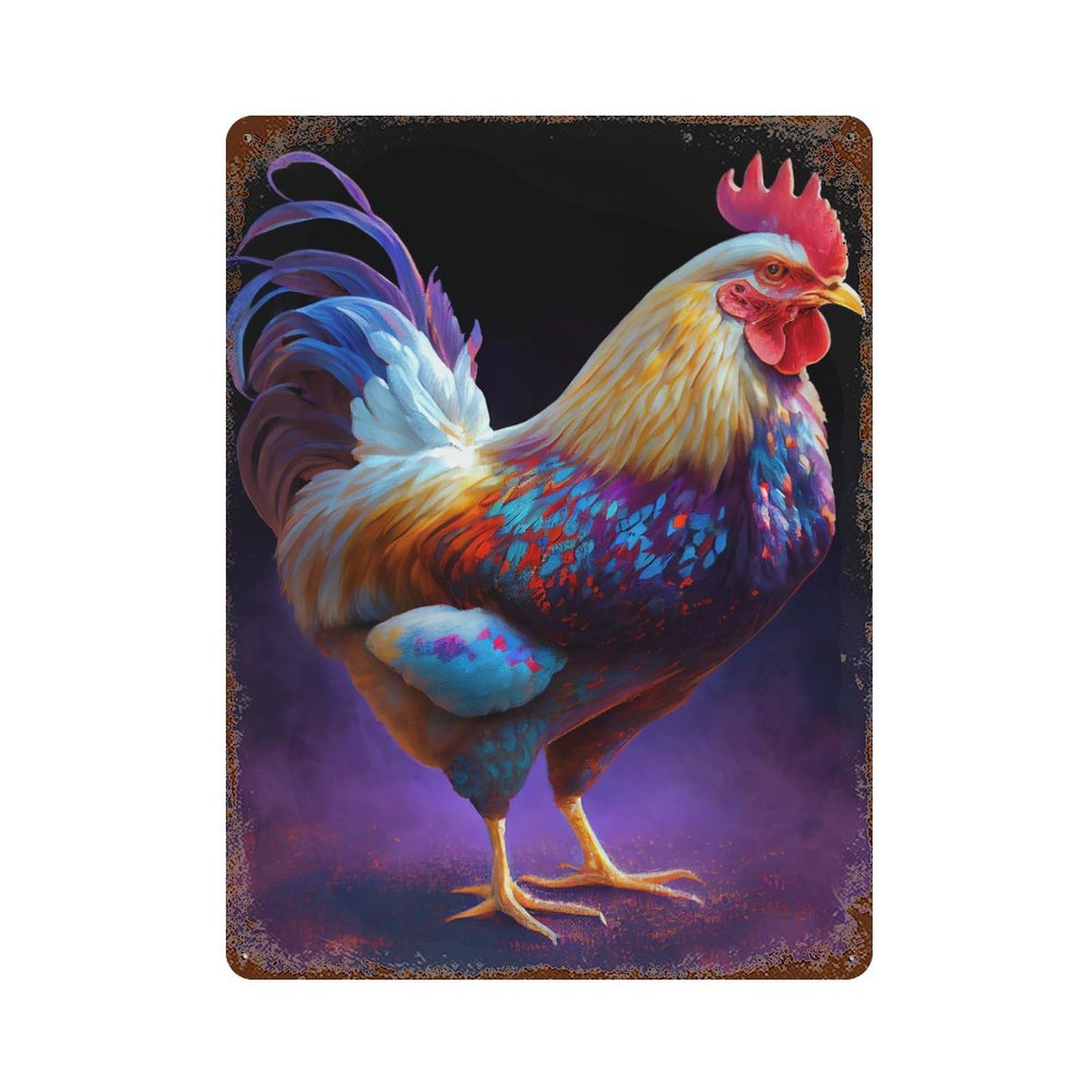 Farm Chicken Oil Paint Retro Metal Sign 15.7"x11.8", Farmhouse Wall Decor for Cafe, Home Bar And Lounge Decor