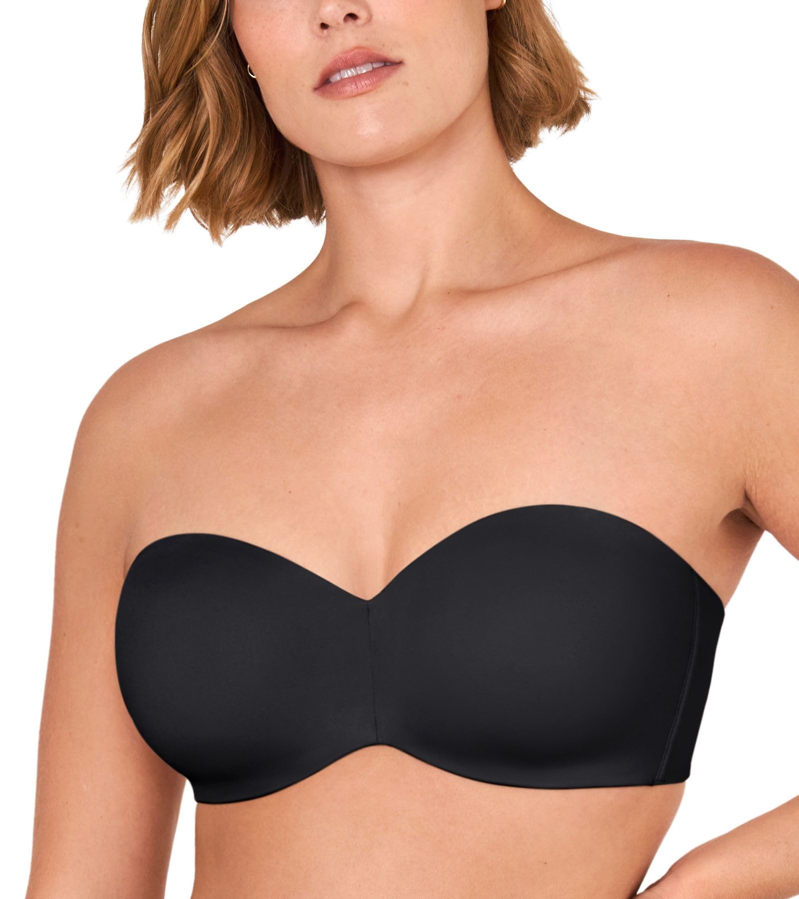 DELIMIRA Women's Strapless Bras Underwire Support Non Padded Plus Size Minimiser Bra Black 34D
