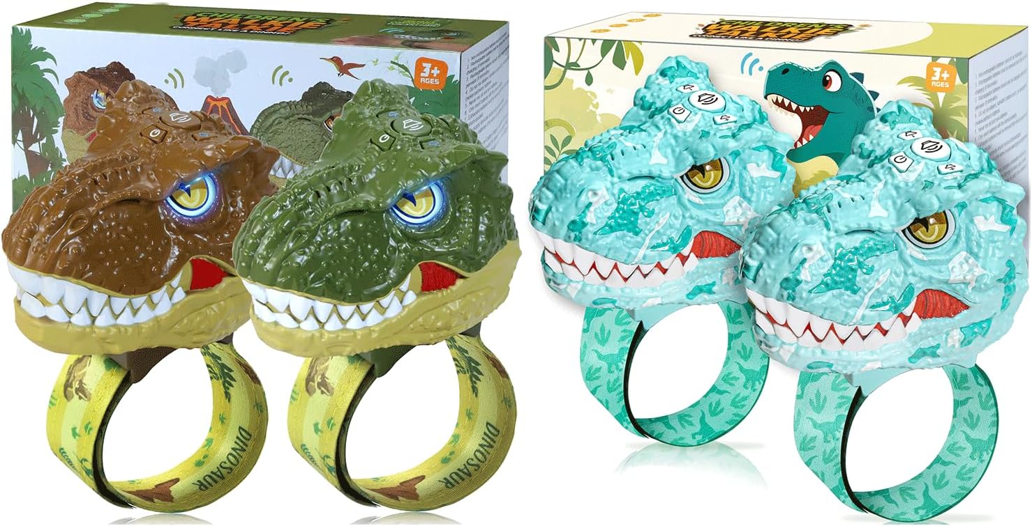 Vvinca Walkie Talkies for Kids 4 Pack Dinosaur - Toys for Boys Age 3-12 T-Rex Adjustable Strap Long Range Clear Sound Dino Outdoor Camping Gears Christmas Stocking Stuffers Birthday Gifts