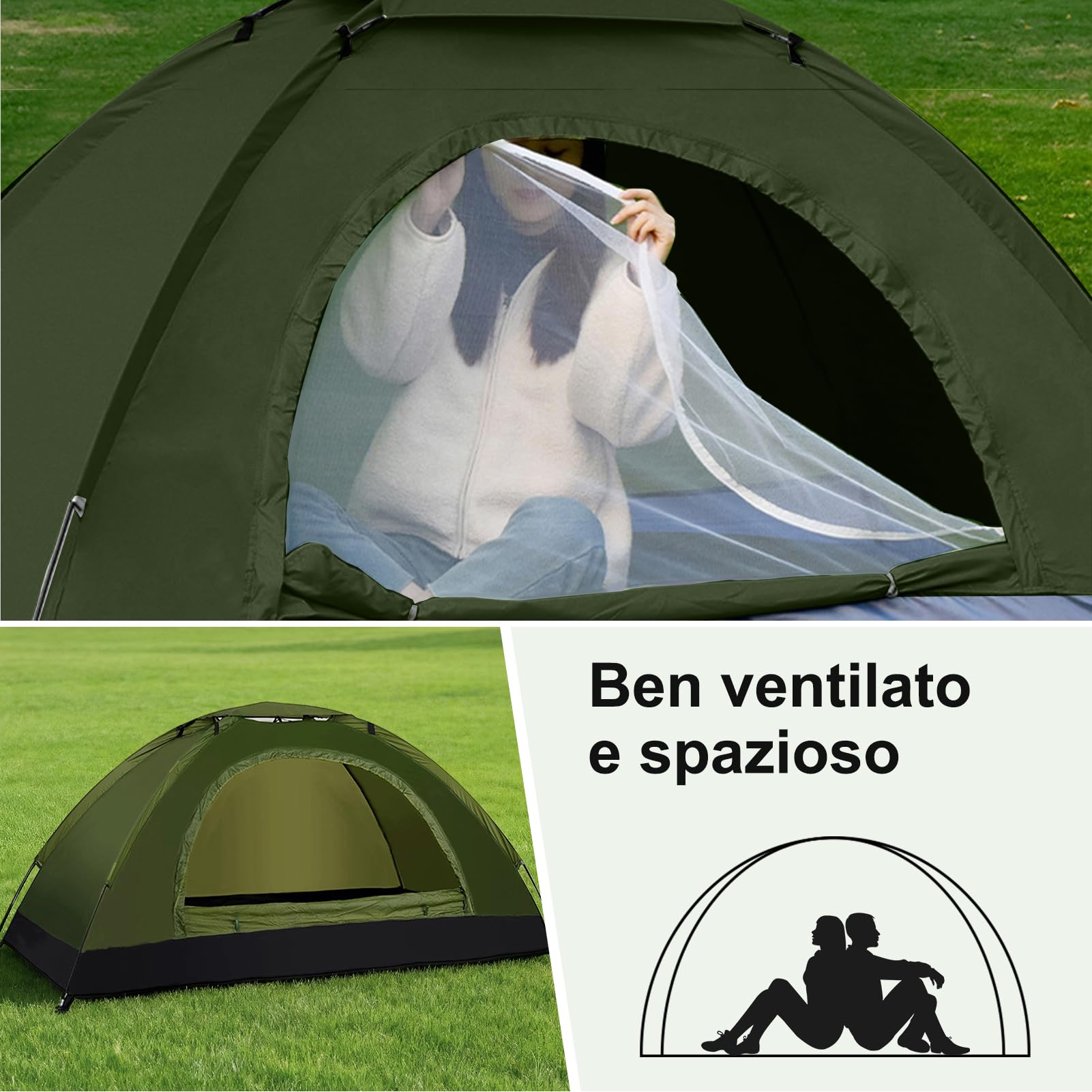 Tente de camping ultralégère pour 2 personnes avec abris et sac de transport, tente de camping portable en tissu Oxford imperméable pour la randonnée