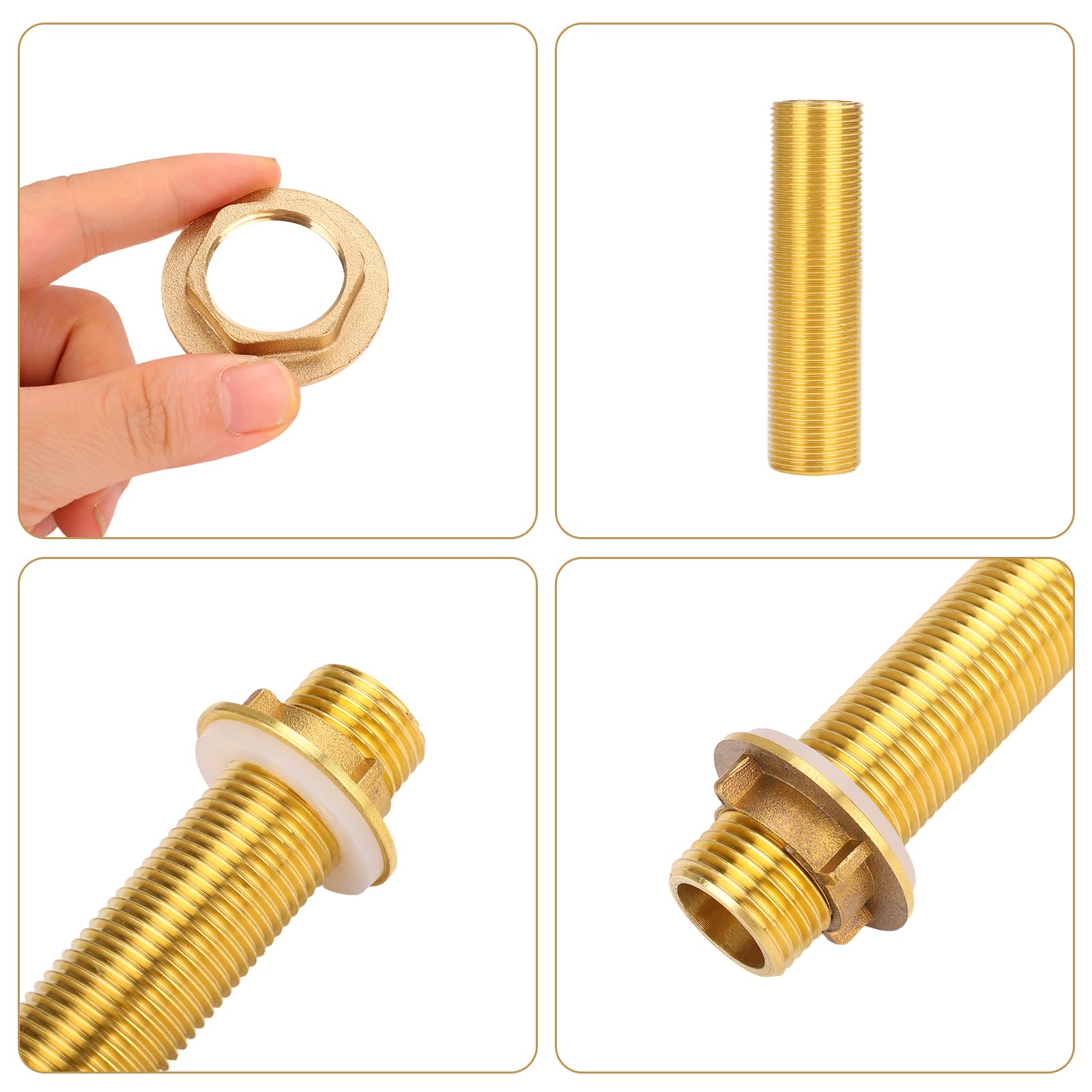 2 Stück Messing Schottverschraubung G3/4, Messing Tankdurchführung, Schlauchdurchführung mit Silikondichtung für Wassertank, Wasserturm, Wasserpumpe usw (D20,G3/4, 100MM)