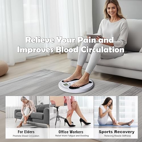 Miniatura 4 de Estimulador muscular electrónico (modelo AST-300W), masajeador de pies EMS para neuropatía, estimulador de circulación de pies TENS y EMS (grande)