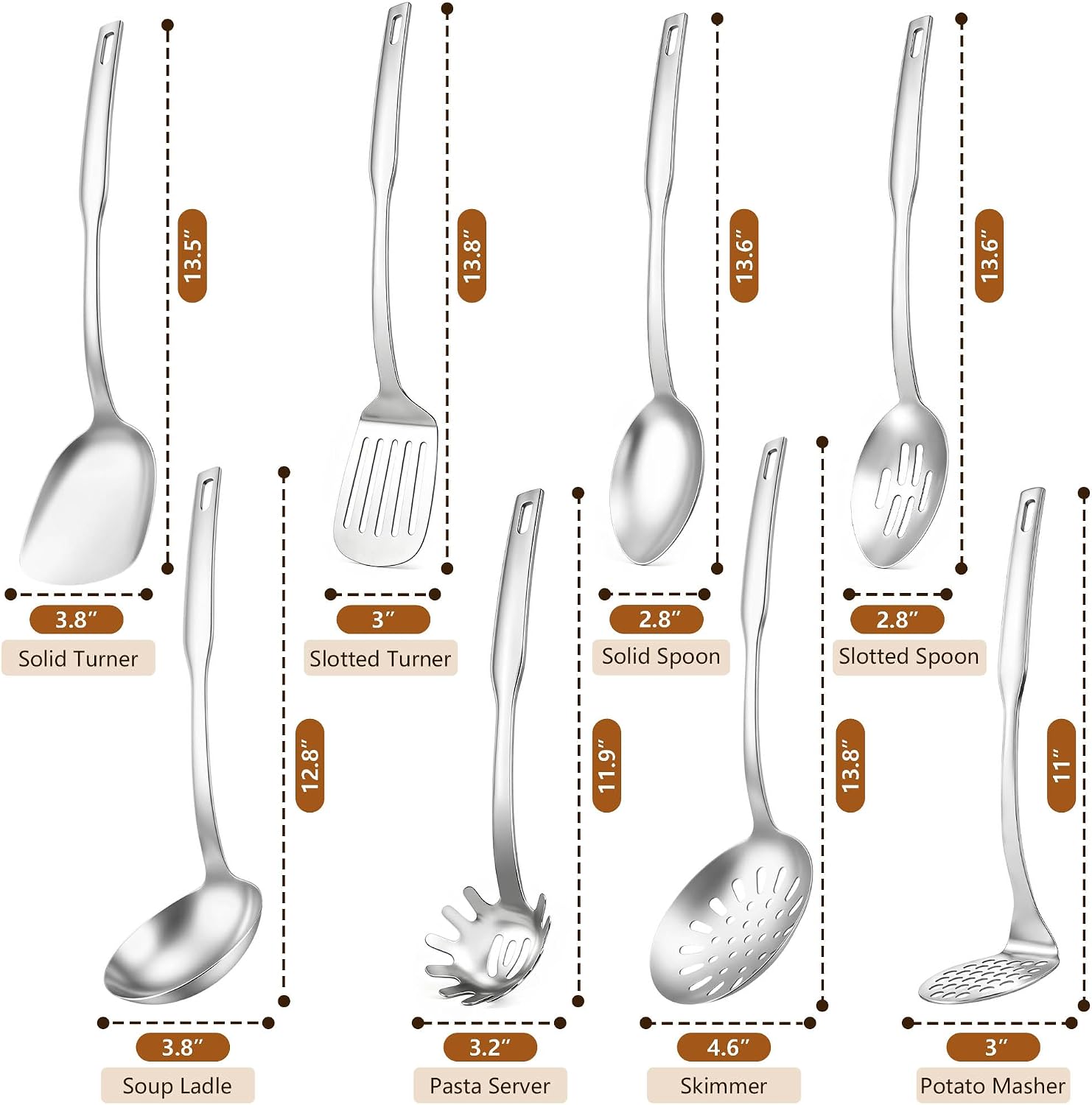 HaWare Cooking Utensils Set, 8-Piece Stainless Steel Kitchen Tools for Home image 2