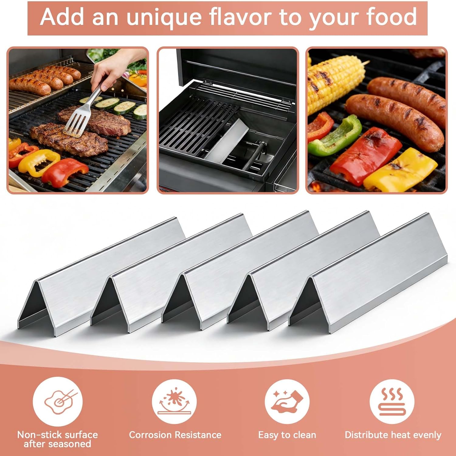 Spirit E-310 Parts 7636 Flavorizer Bars & 69787 Burner Tubes for Weber Spirit & Spirit II 300 Series E310 E320 E330 S310 S320 S330 with Front Control, 15.3" Heat Plates & 18" Grill Burners