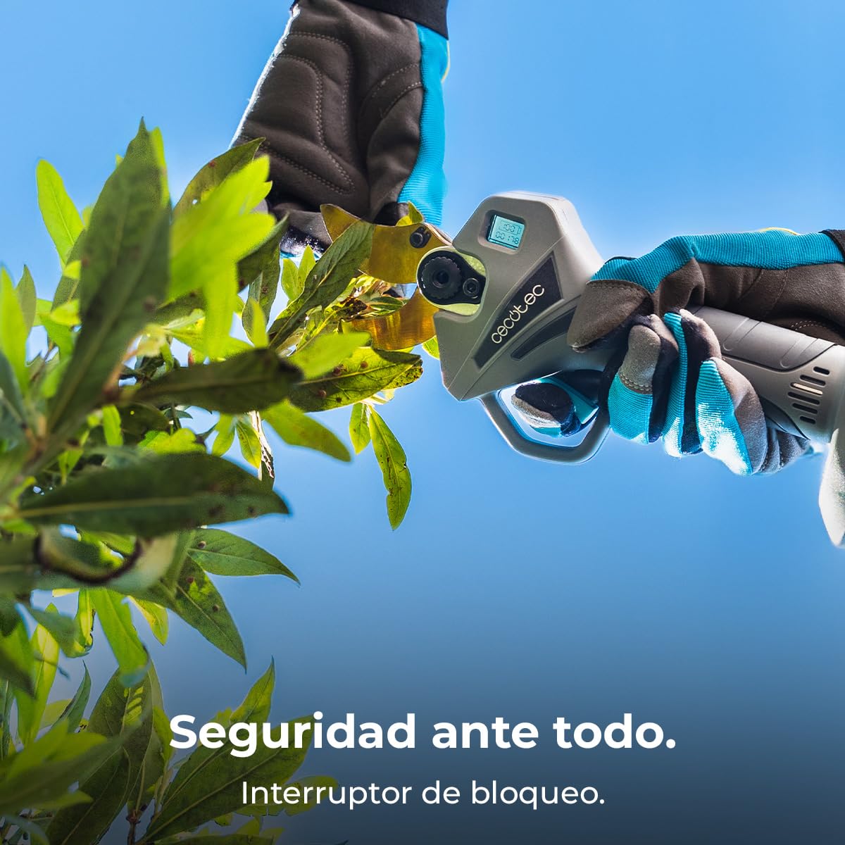 Cecotec Tijeras de Podar Eléctricas TitanCut 5000. 2 Baterías 21V, Motor sin Escobillas, Ramas hasta 40mm, Cuchillas con Revestimiento de Titanio, Control Digital, Incluye Maletín y Accesorios