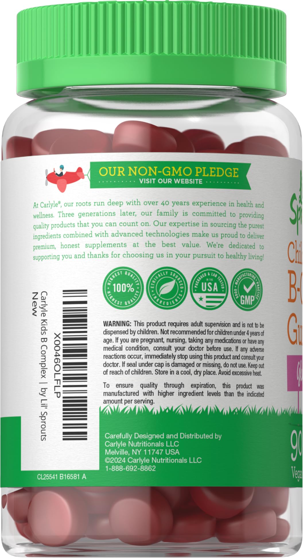 Carlyle Kids B Complex Gummies | 90 Count | Peach Raspberry Flavor — Amazon image 3