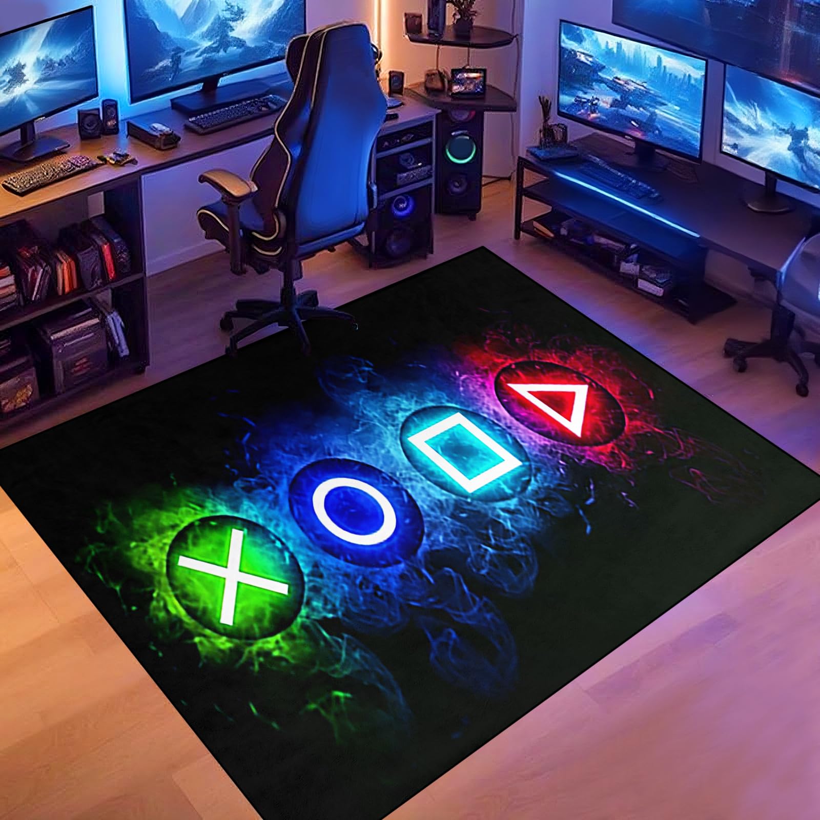 Games Area Rugs, Gamer Rug for Boy Cool Player Room Decor, Gaming Carpets for Boys Teens, Child Play Soft Floor Mat for Dining Living Room Sofa, Video