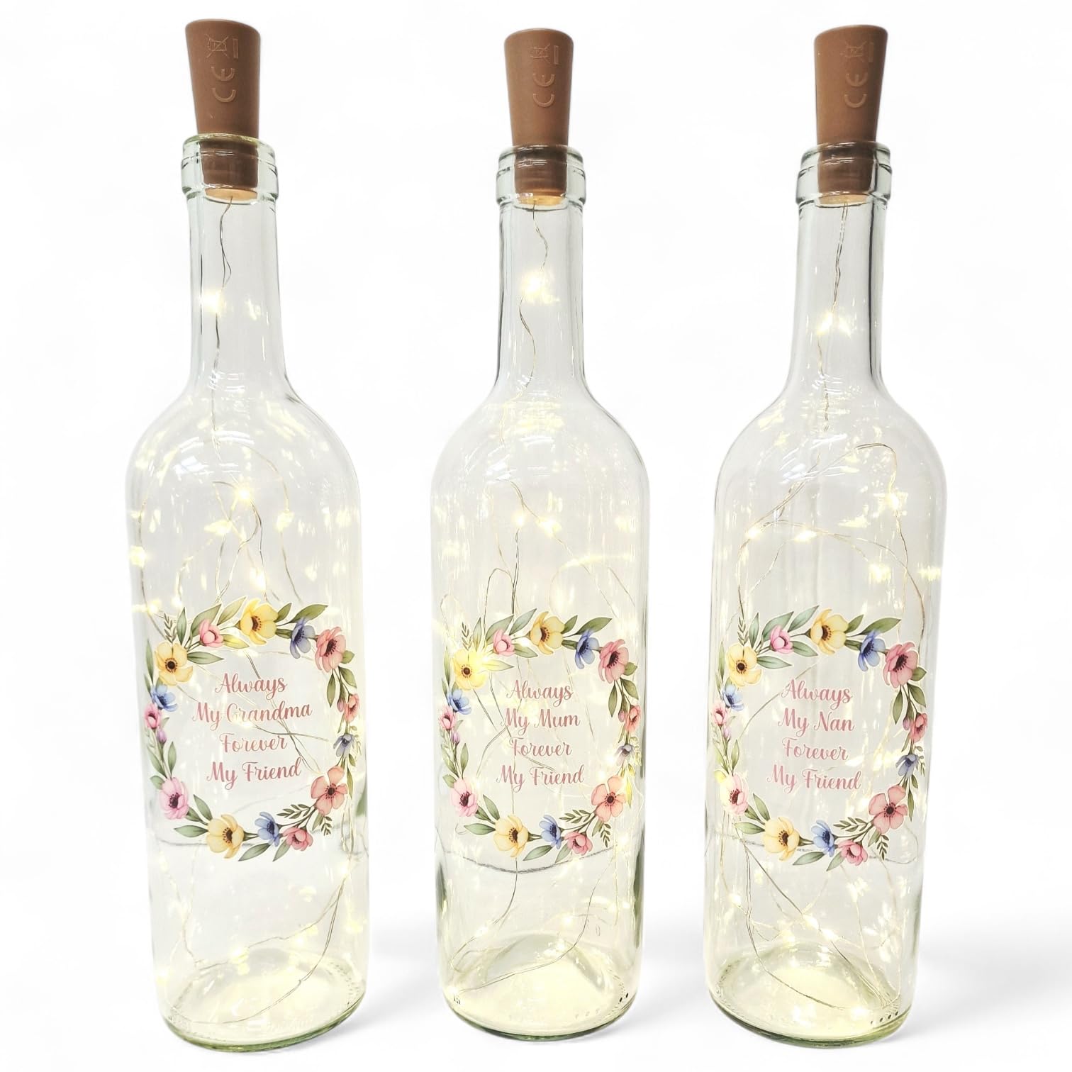 Personalised Mothers Day Light Up LED Wine Glass Bottle Keepsake Gifts for Mum, Mom, Mummy, Nan, Nana, Nanny, Granny, Grandma, Unique Birthday Present for Her, Christmas from Daughter, Son