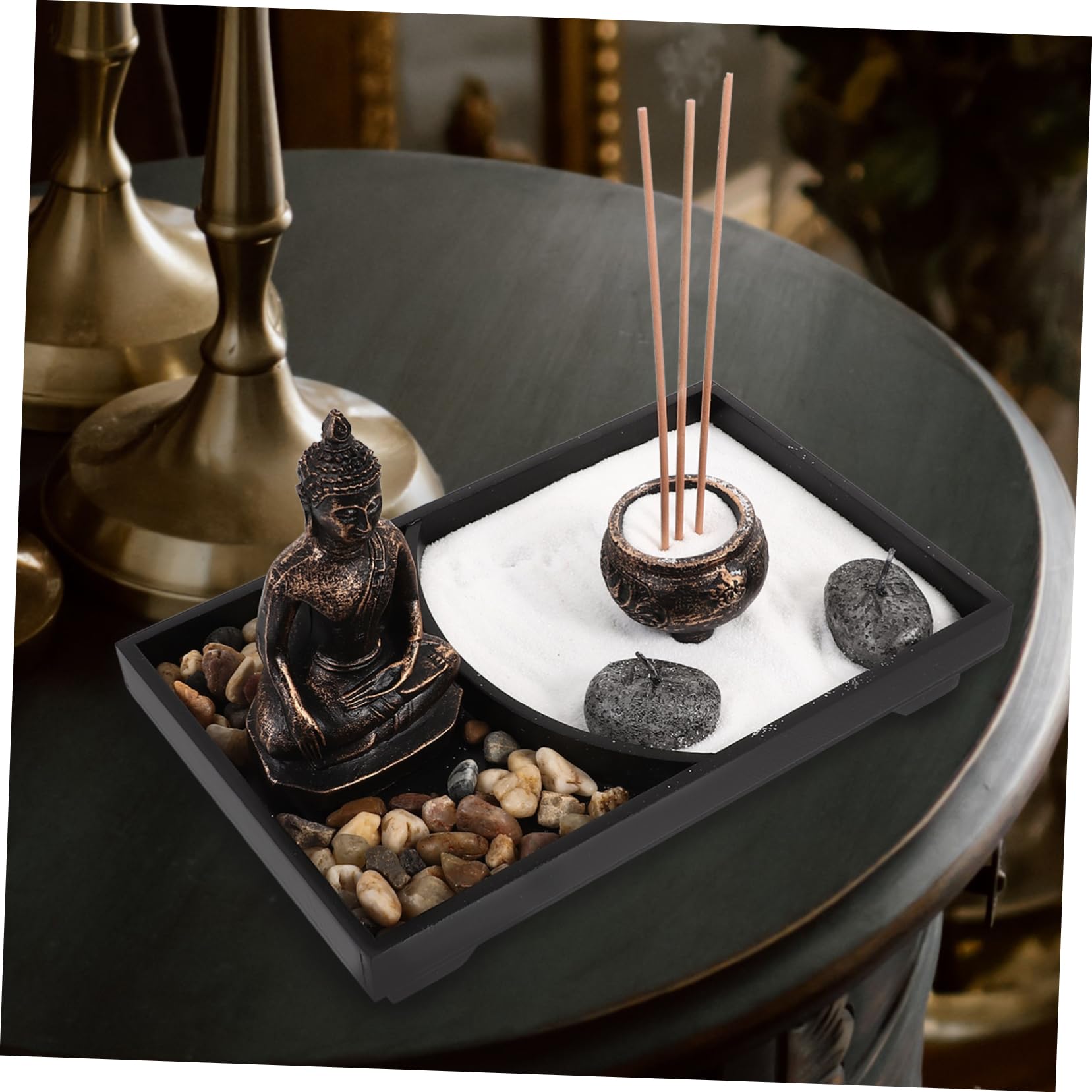 Garneck Porta Incensi Statua Buddha Nero in Legno e Resina, Decorazione Zen per Casa e Studio, Atmosfera Მშვიდ?