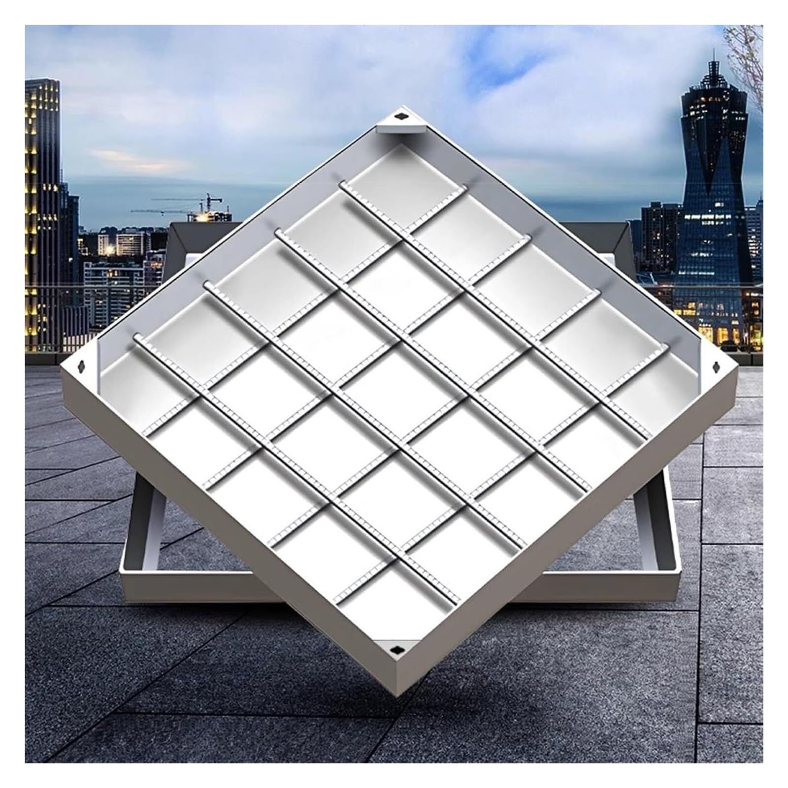 GJMSSMY Stainless Steel Embedded Manhole Cover & Frame Sealed Drainage Lid for Indoor/Outdoor Use (400x400mm/15.7x15.7in) - Durable Corrosion-Resistant Heavy-Duty Design