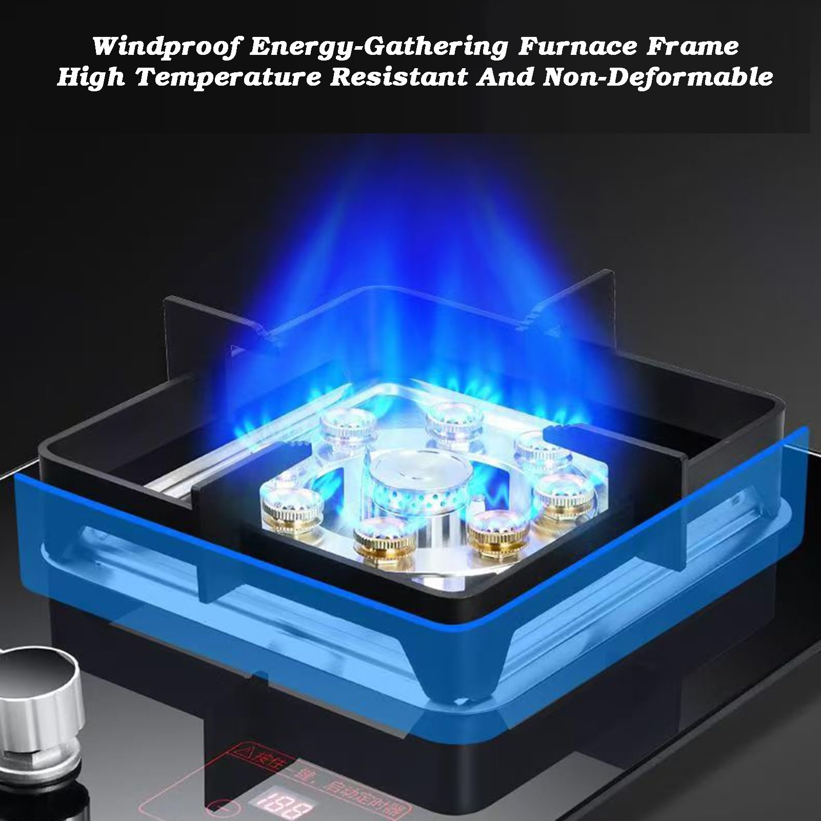 Estufa de gas portátil con quemadores de alto calor, parte superior de vidrio templado y características de seguridad para cocinar al aire libre