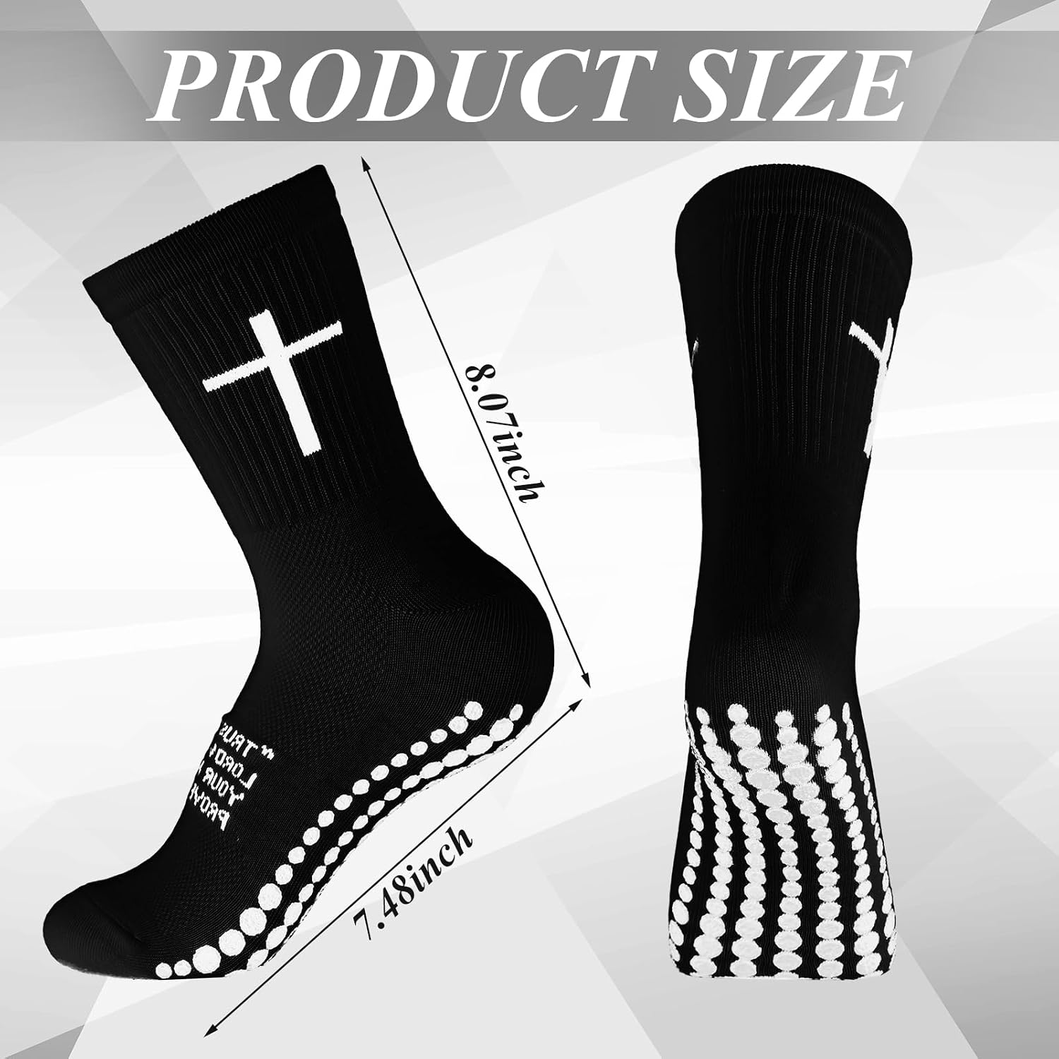12 Pairs Cross Grip Soccer Socks Soccer Shin Guard Sleeves Non Slip Christian Socks with Bible Verse for Men Women