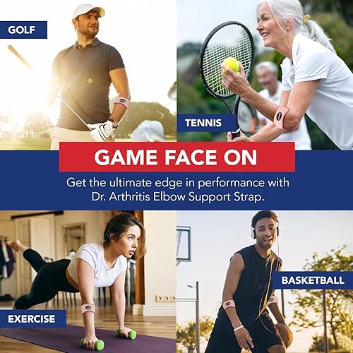 Miniatura 6 de Codera de tenis y banda ajustable para el brazo para aliviar el dolor de tendinitis, codo de golfistas para hombres y mujeres, cómoda envoltura