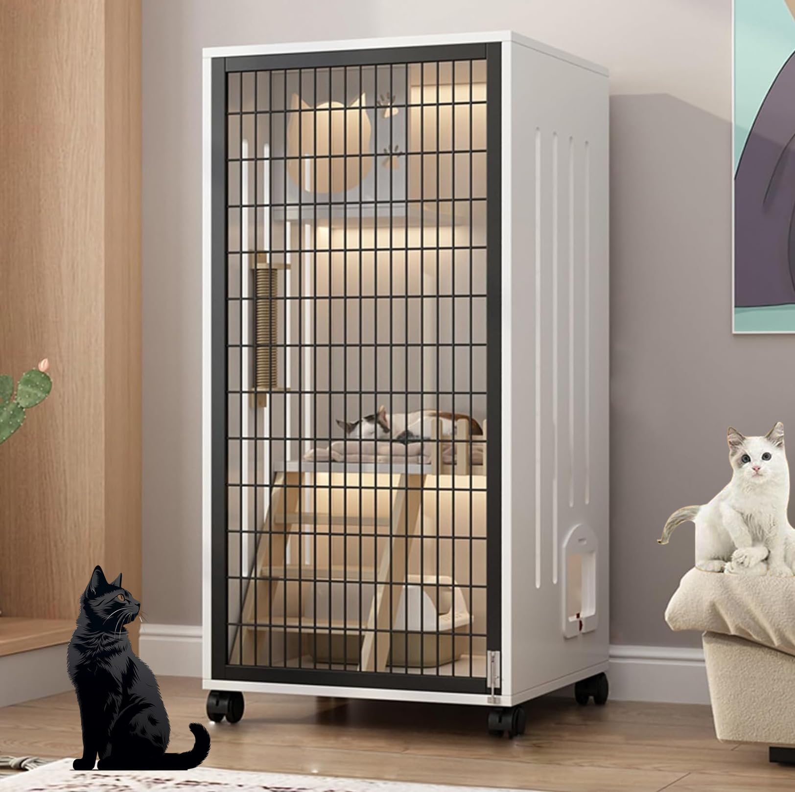 Amazon.co.jp: Stujhkl高級猫用囲い ケージ 猫 キャットゲージ DIY