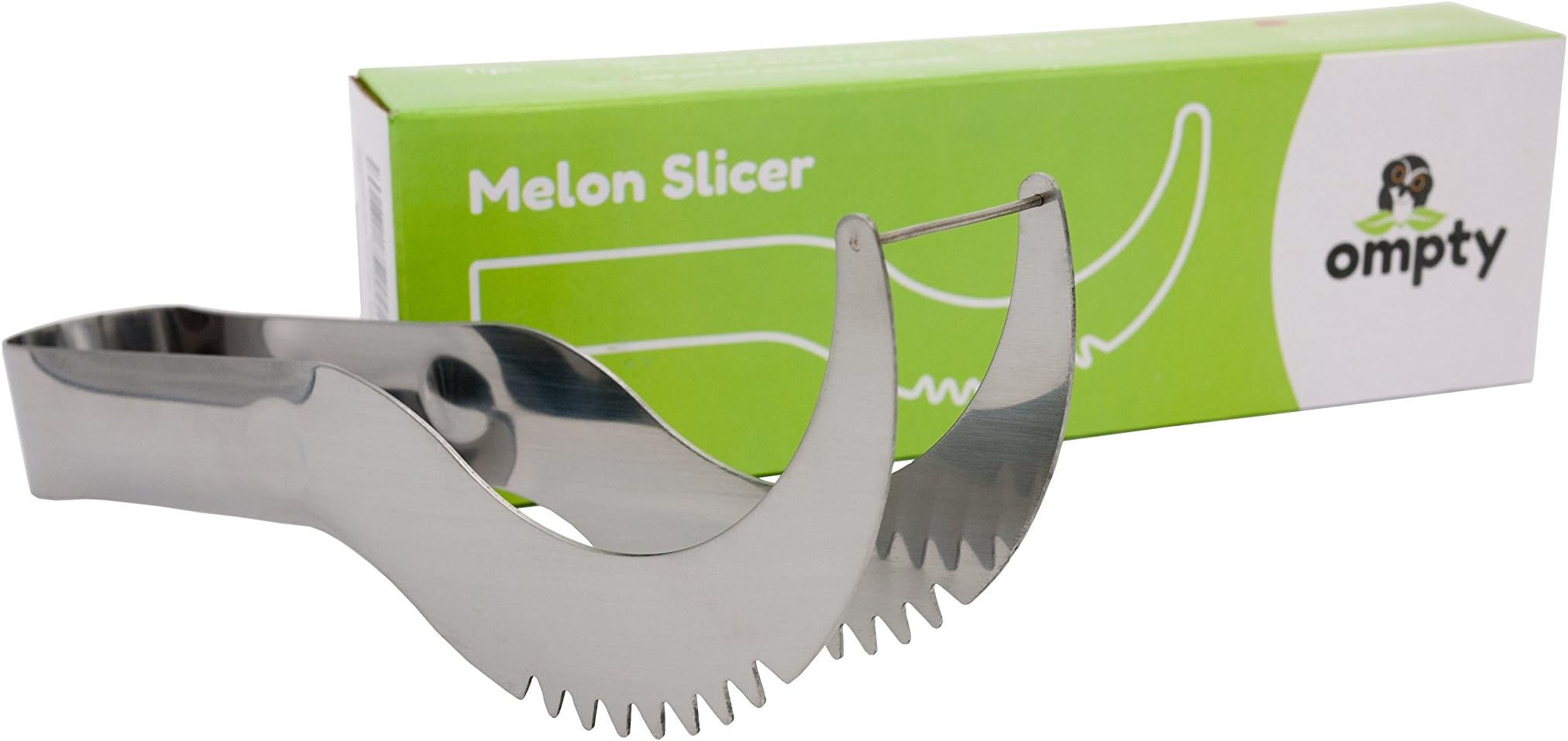 The Watermelon Slicer By Ompty- Works Perfectly With Melons Of All Sizes-Multifunctional Cutter Corer Server- Kid Friendly Utensil- Durable Stainless Steel Tong- Dishwasher Safe
