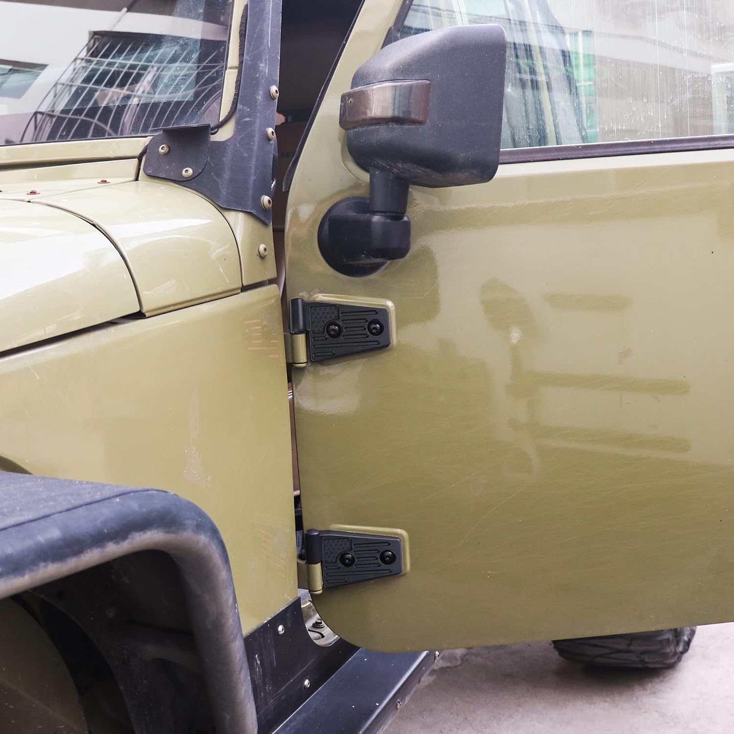 JK Aluminum Door Hinge Kit Compatible with 2017-2018 Jeep Wrangler JK JKU Unlimited Rubicon Sahara Sports Accessories Original Factory Hinges Sleeve Replacement 8Pcs Black