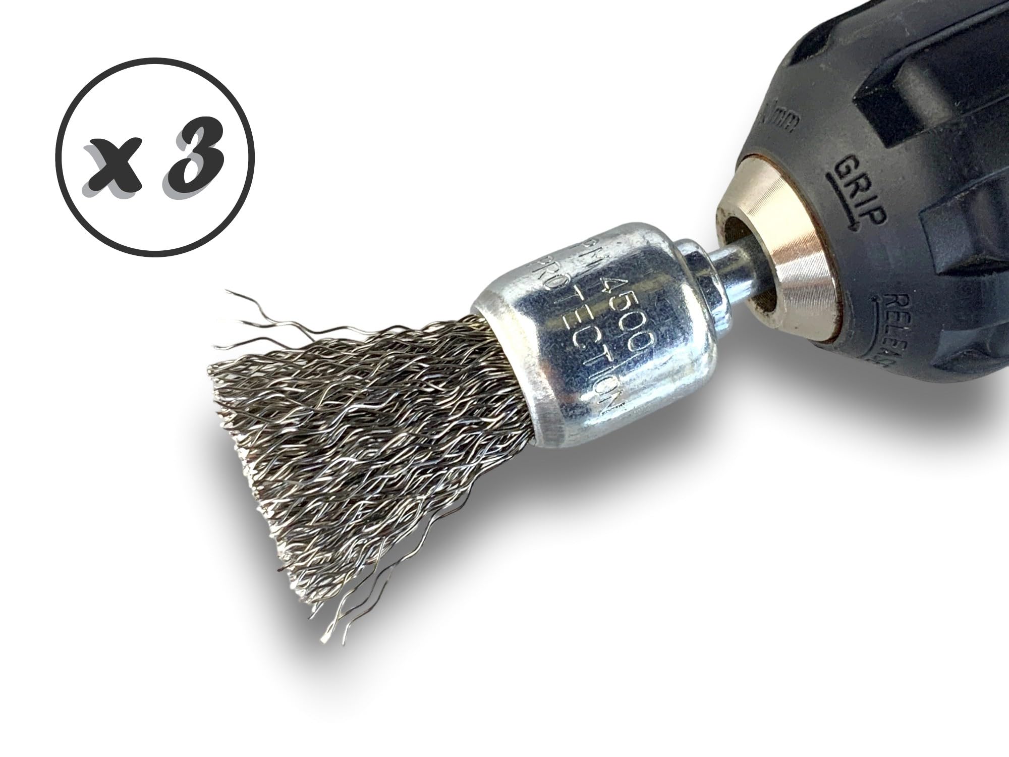 Kibros Lot 3 brosses en bout pinceau tige Ø 6 mm fil inox dur Ø 18 mm