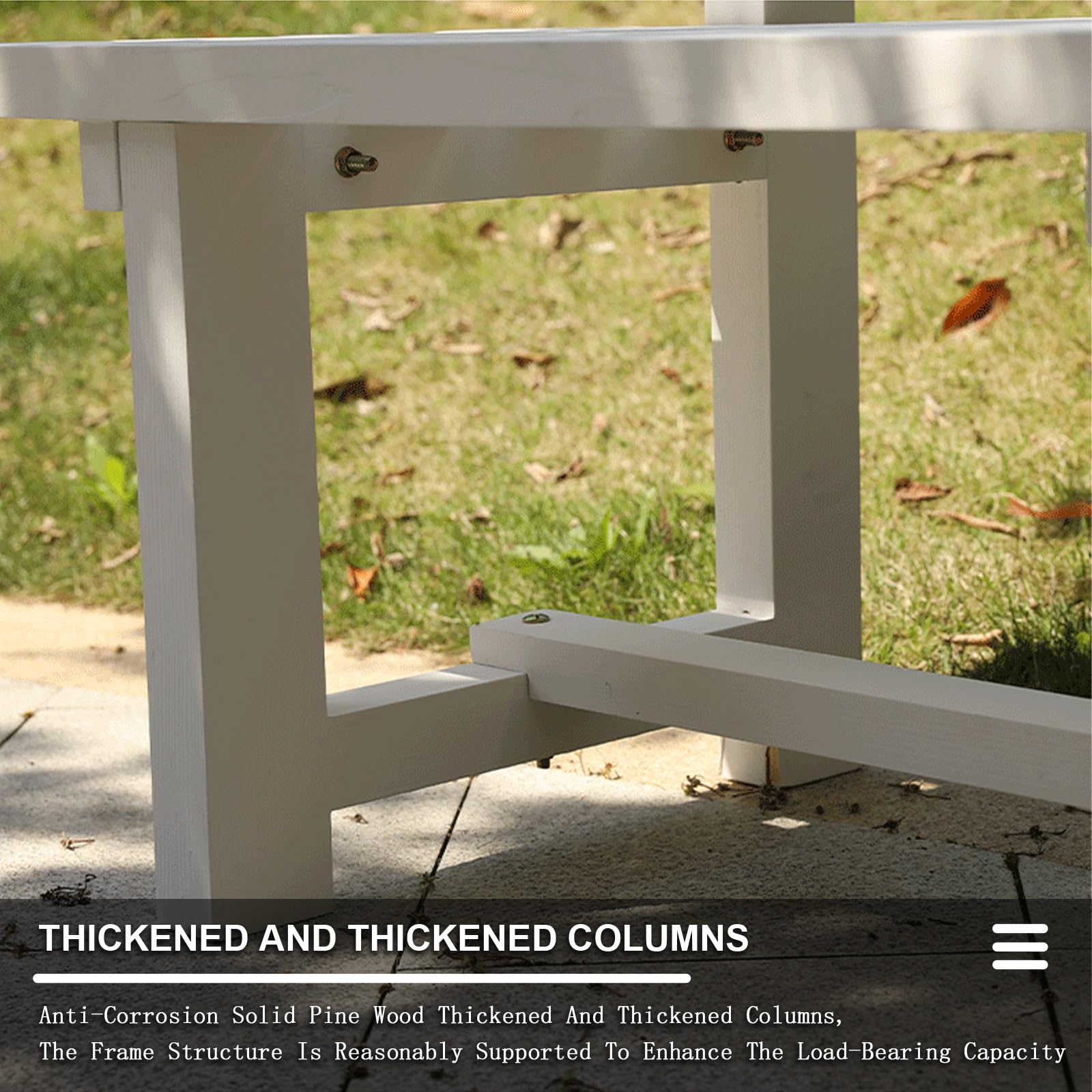 Panca Legno Esterno, Panche da Esterno con Doghe, Panchina da Giardino per Esterni per Patio, Giardino, Balcone, Cortile, Blu, Marrone, Bianco, Giallo Opzionale(White,120cm/47in)