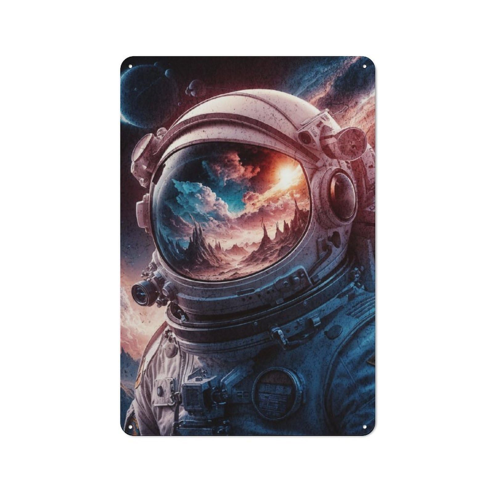 Cosmic Voyager Tin Wall Sign, Bright Printed Design, for Dining Room, Entrance, Cafe Or Christmas Corner, 30x20cm