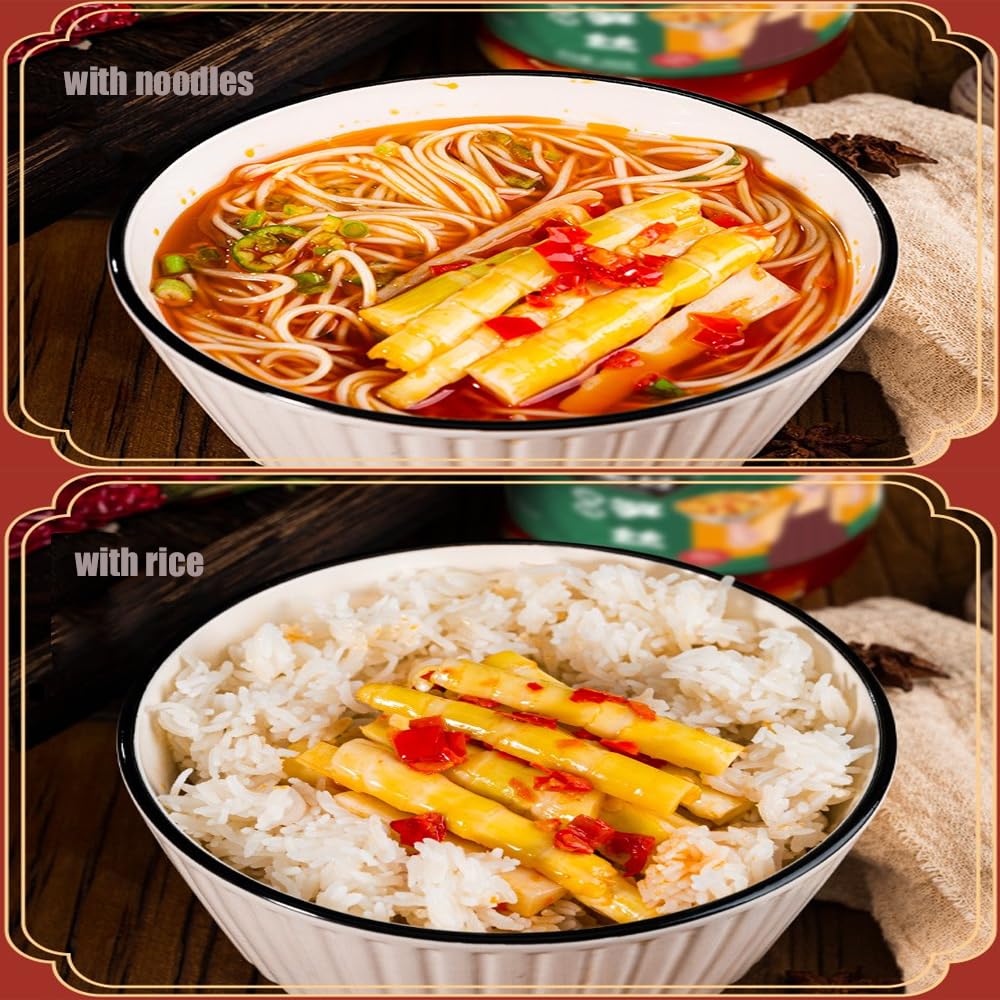 Bamboo Shoots-Spicy Bamboo Shoot Strips - 280g Can, Chinese Food, Can Be Served With Rice/Noodles (Spicy).