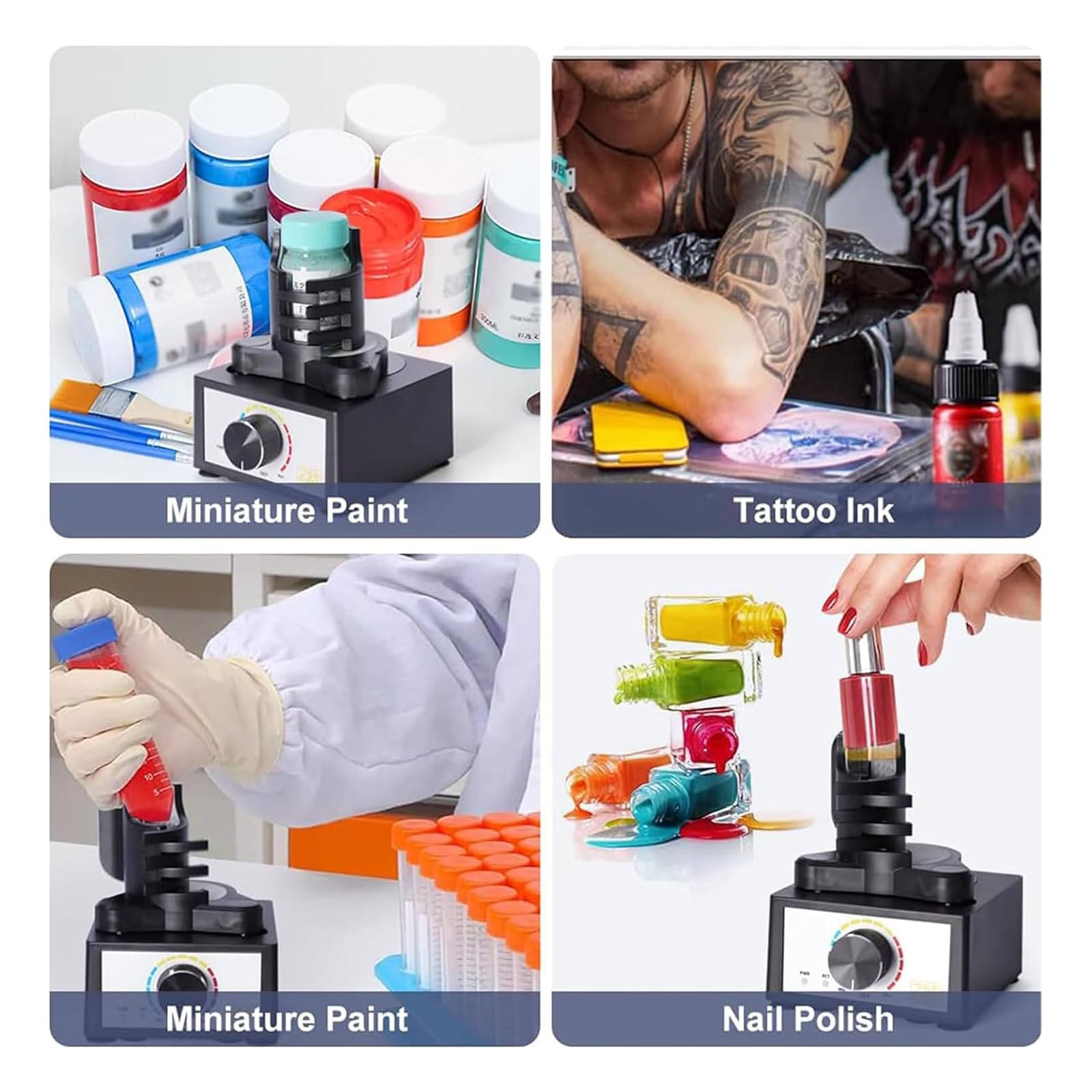Mezclador de pintura de 100 ml con 4 ventosas, 3 ajustes de velocidad, tamaño de abrazadera ajustable, funciona continuamente para una mezcla fiable y un uso versátil