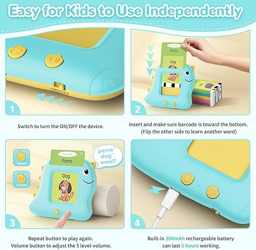 Miniatura 5 de Alotwan Tarjetas didácticas bilingües para hablar españolinglés, juguetes sensoriales de aprendizaje para niños autistas, 224 palabras visuales