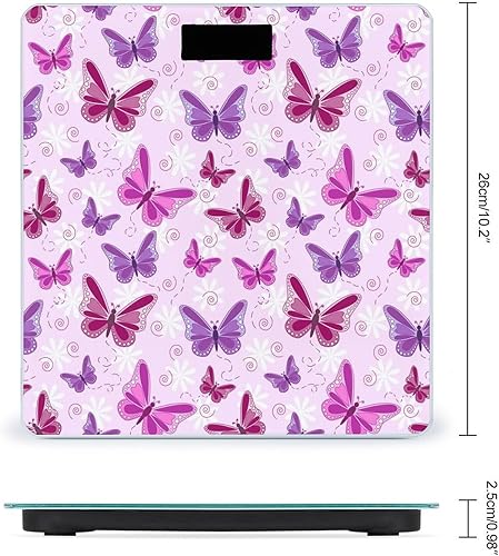 Miniatura 2 de Báscula divertida púrpura del cuarto de baño de la mariposa para el peso corporal Máquina de pesaje altamente exacta de la exhibición del LCD de