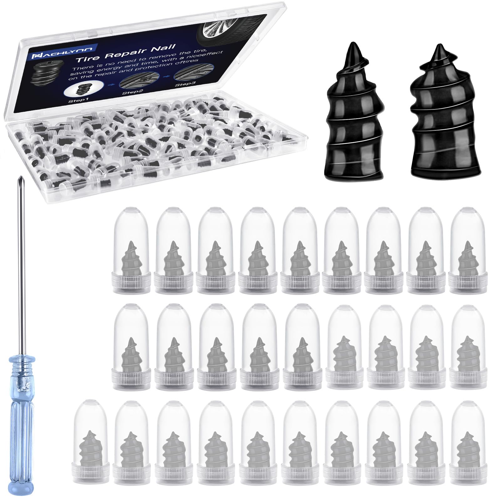 NACHLYNN 30 Pcs Tire Repair Nails Self-Tapping Screw Rubber Screw Fast Tool Self-Service Tire Repair Nai for Car Motorcycle Truck