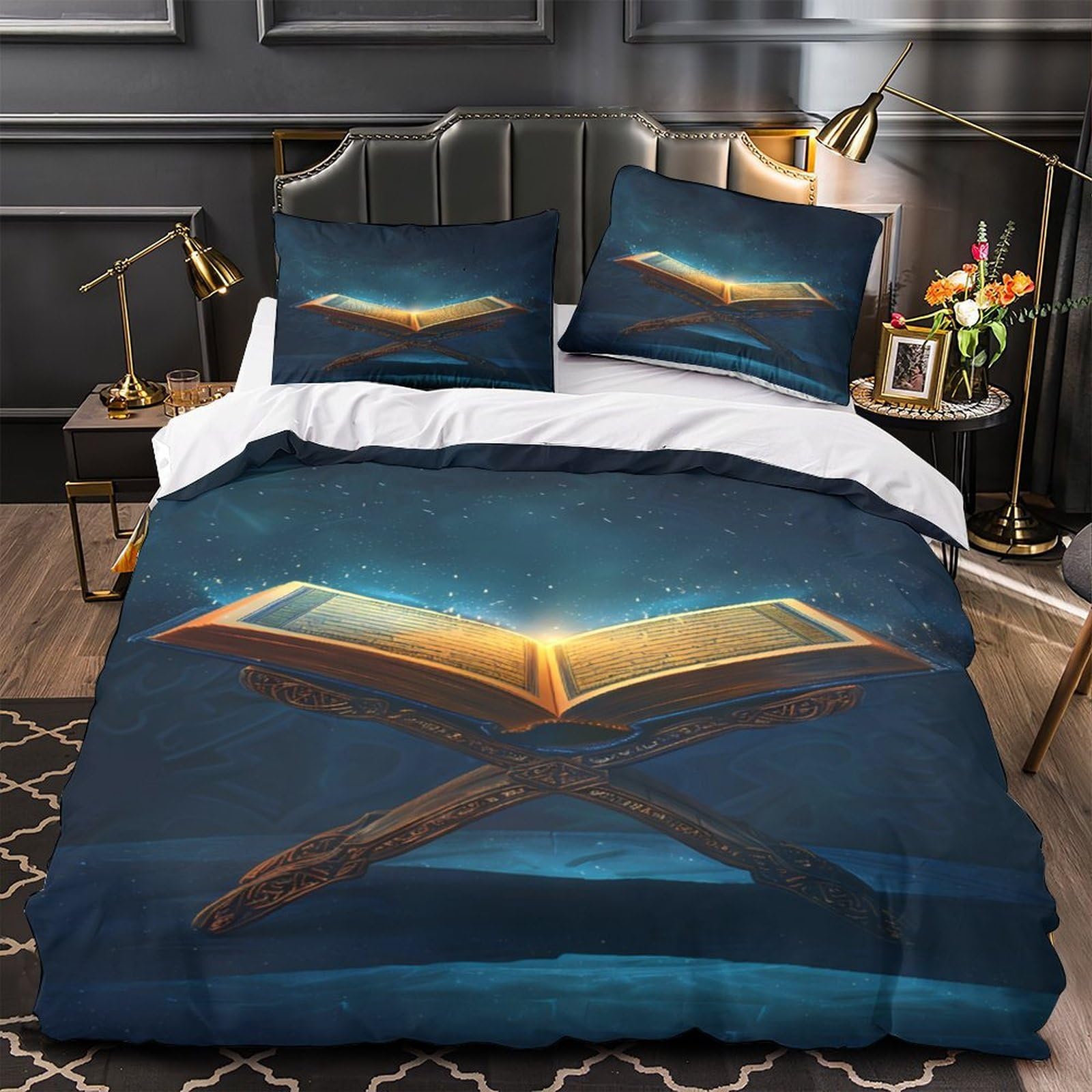 Housse de couette livre sacré en microfibre résistante et hypoallergénique
