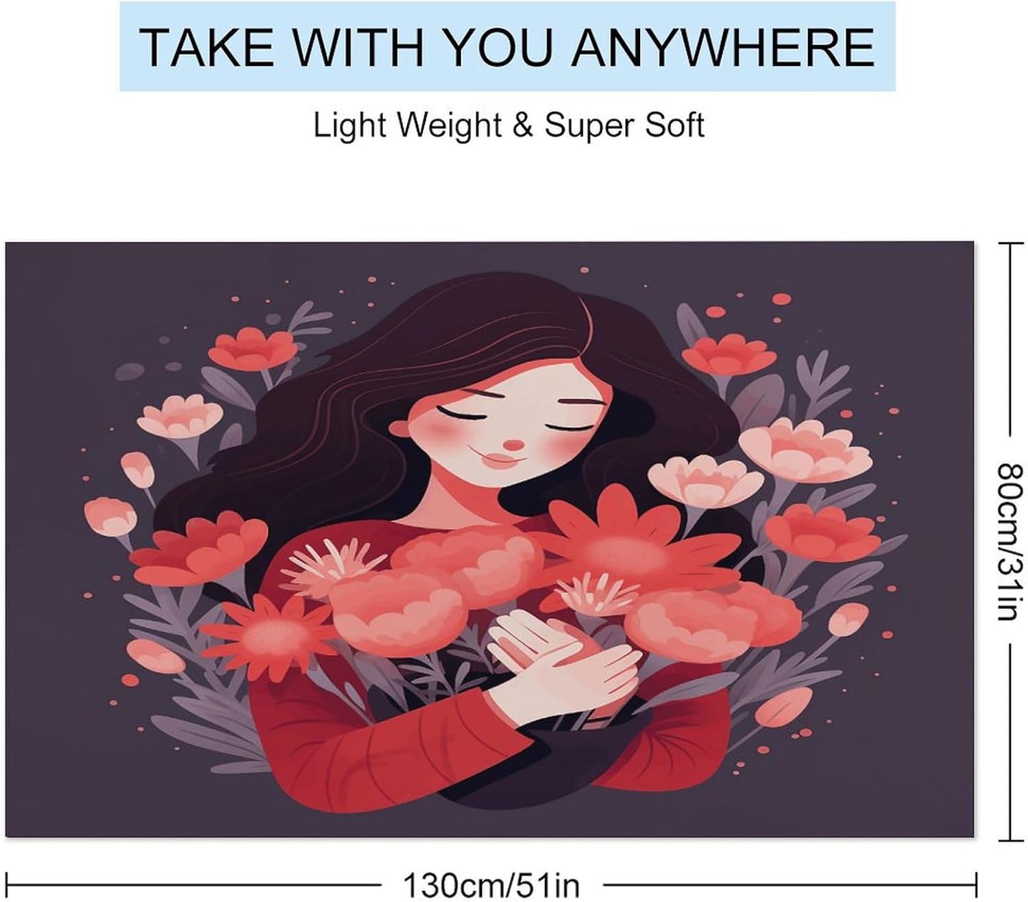 Swimming Towel, Embrace Red Flowers Printed Fashion Towel,Portable Towel,Durable Towel