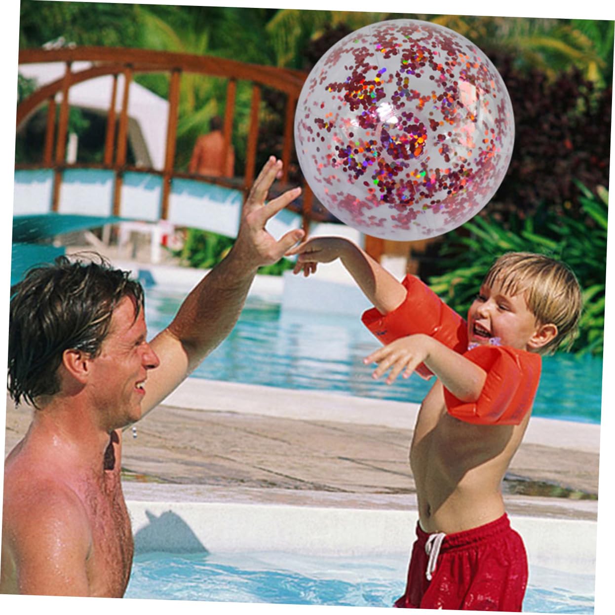 BESTonZON 2 Set Pallone Da Spiaggia Con Paillettes Scivolo Gonfiabile Per Piscina Giocattolo Da Piscina Palloni Da Spiaggia Pompa Per Gonfiaggio Palloncini Palla Gonfiabile 4 pezzi * 2