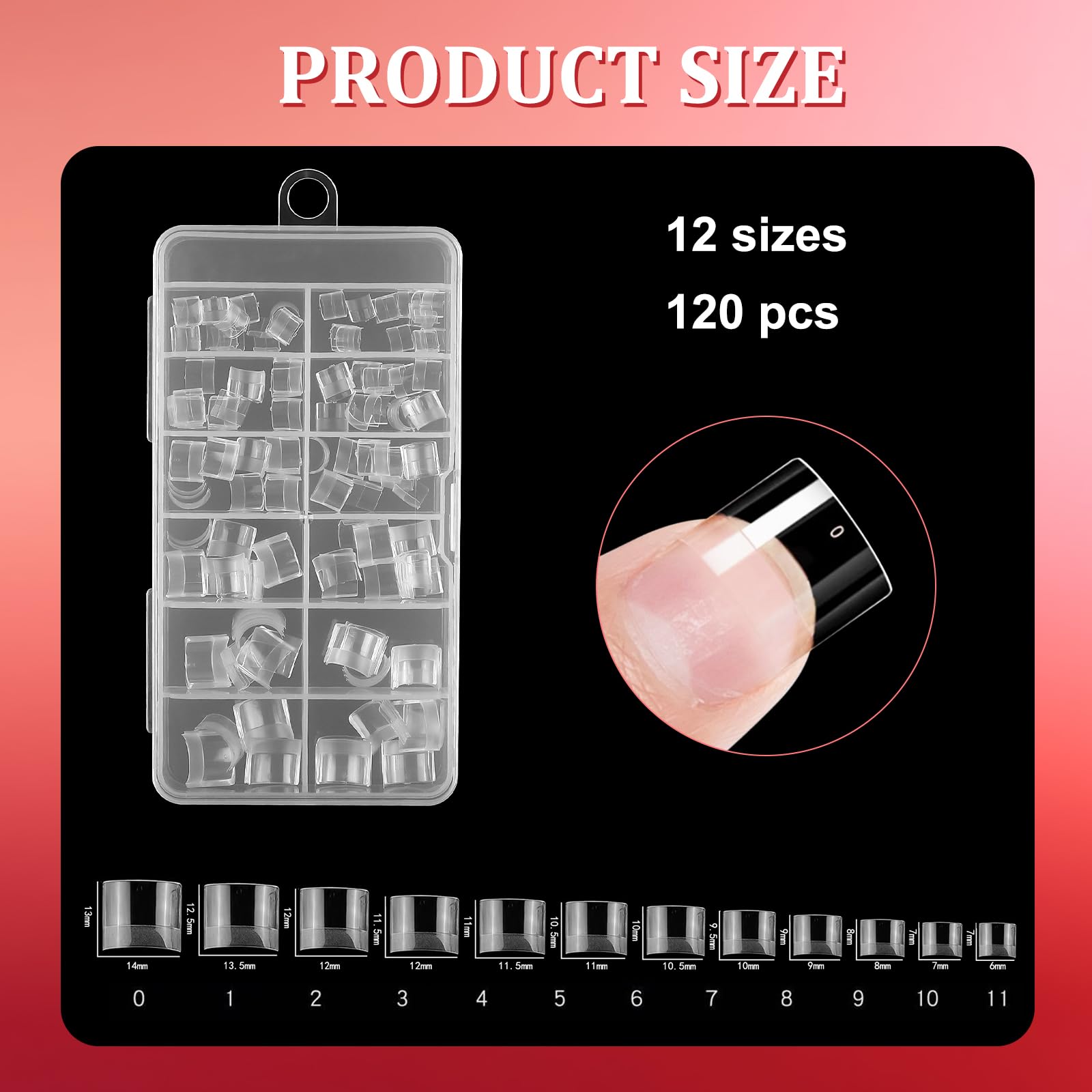 360Pcs Short Almond Gel x Nail Tips Half Cover, 12 Sizes French False Nails Tip Extensions - Image 3
