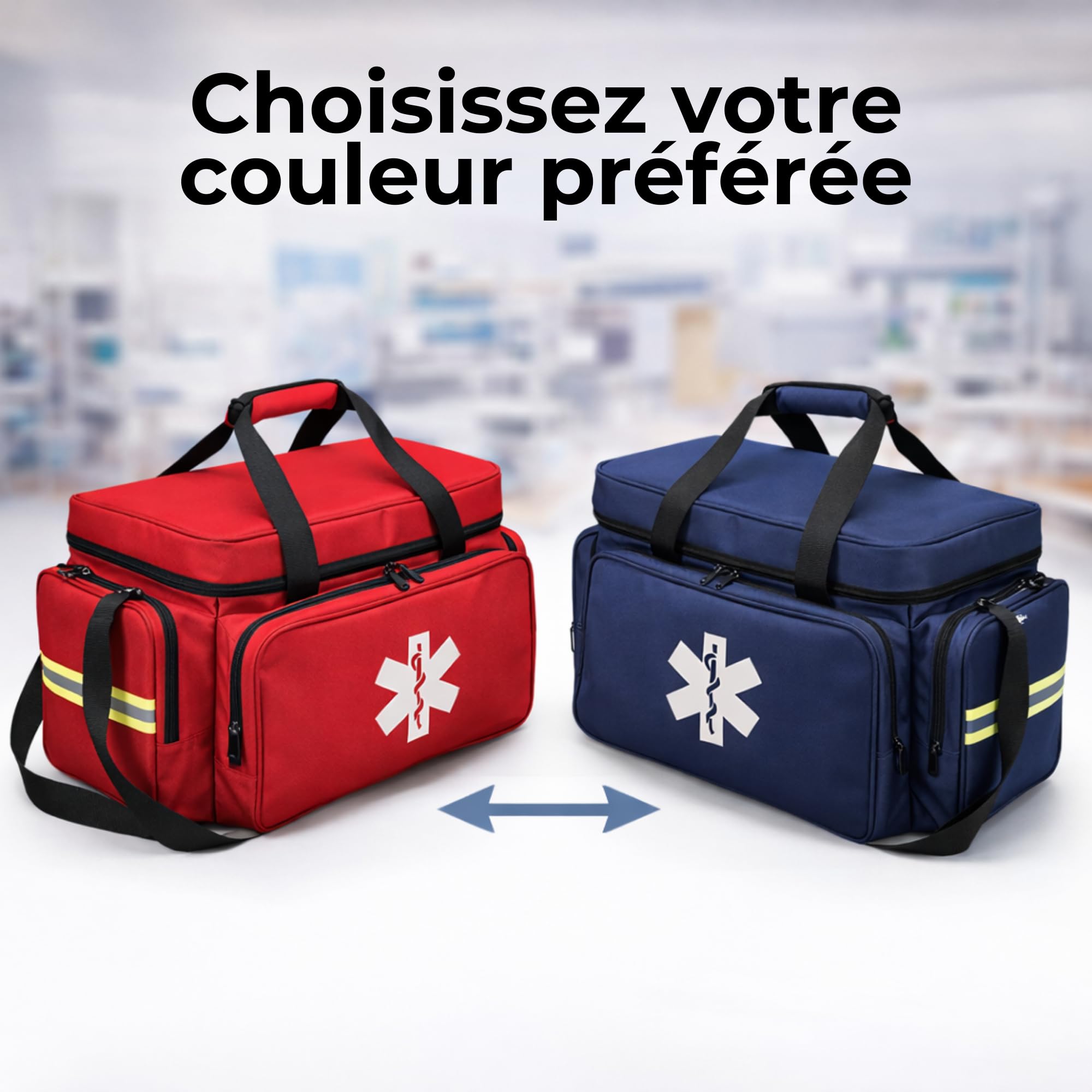 TS TAKE SPORT - Grand sac médical de sport vide) – Sac de premiers soins professionnel 53 cm avec compartiments modulables – Kit d'urgence sanitaire (bleu)