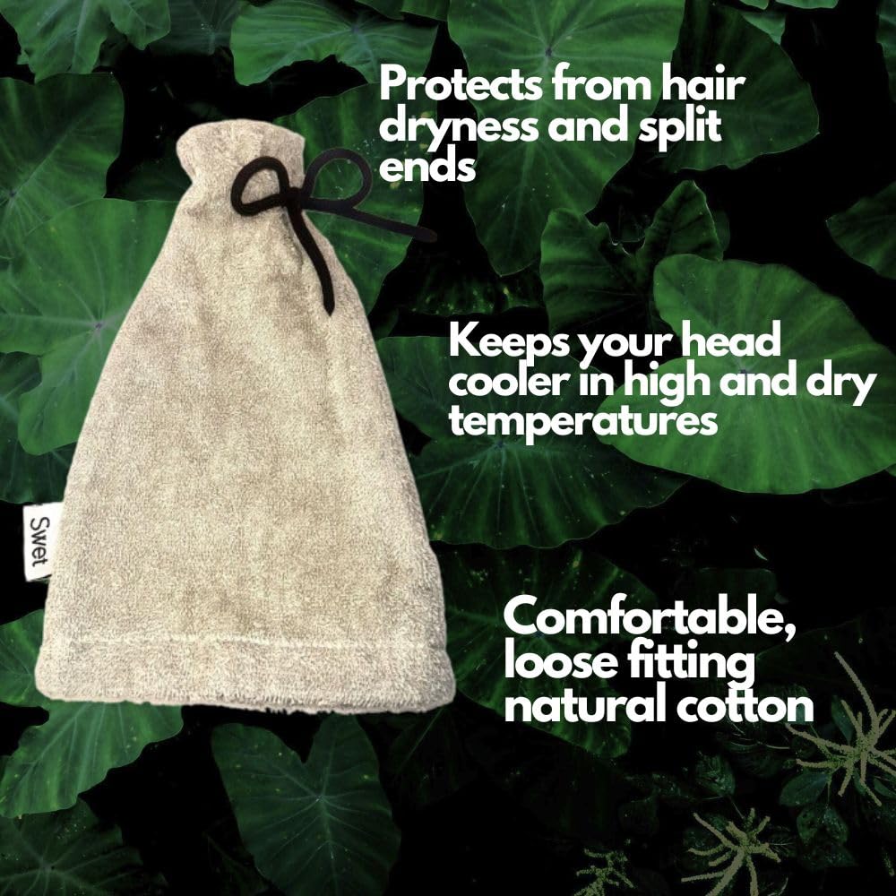 Swet Sauna Accessories Sauna Hat - Comfortable, Breathable, Cotton Cooling Towel Hat for Men and Women | Protect from Hair Damage and Overheating | for Dry and Infrared Saunas and Steam Rooms