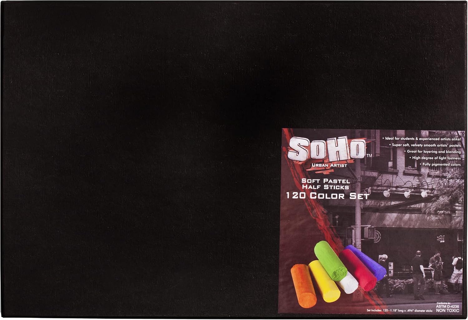 Soho Urban Artist Soft Pastels Set of 120 Unique, Vibrant Colors - Half Stick 1.3" Long, Soft Pastels for Artists, Velvety Texture, Lightfast, Perfect for Layering & Blending