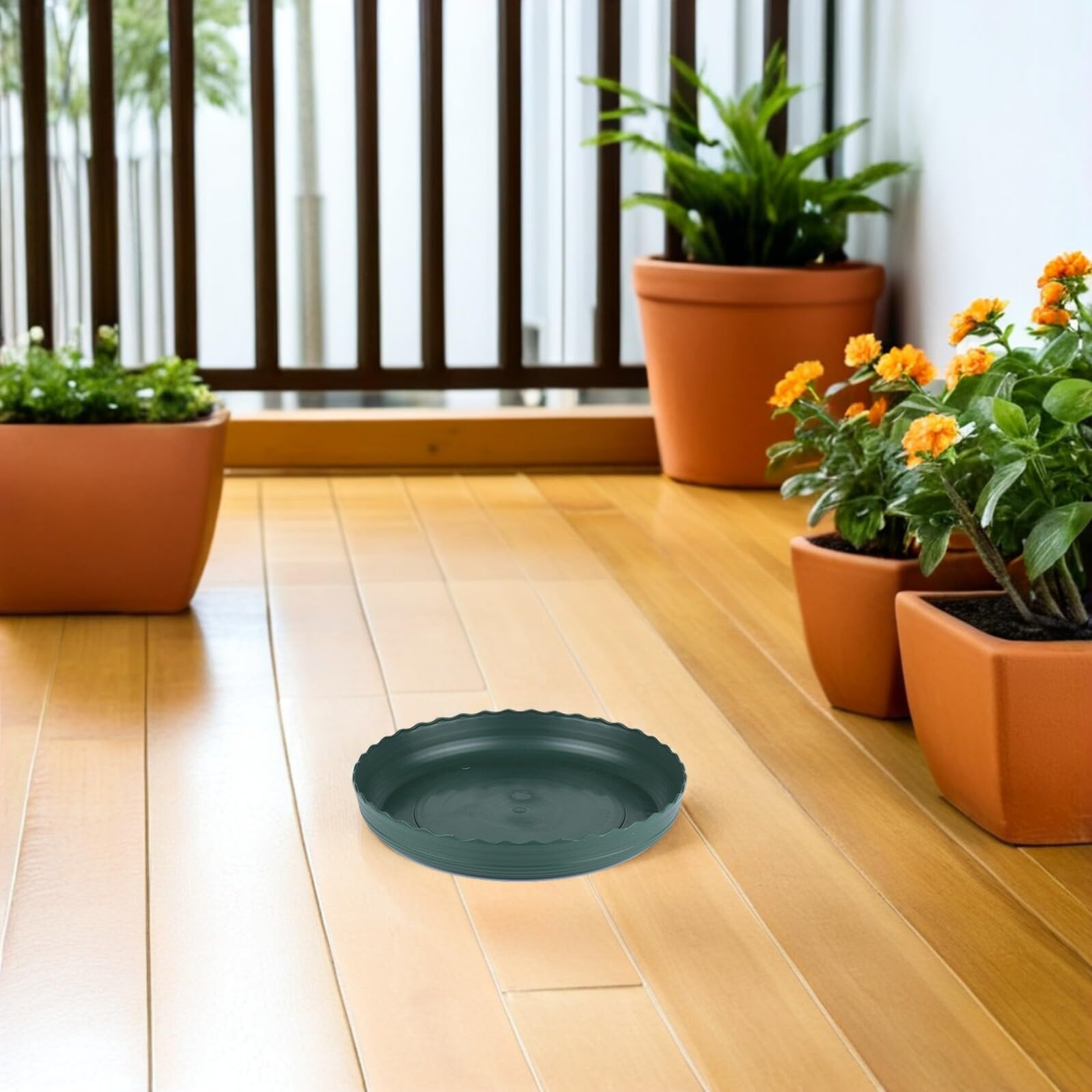TOYANDONA Platillos para Macetas Redondos de Plástico Grueso Bandejas de Goteo Verdes 20 Unidades Base Estable y Resistente para Plantas de Interior y Exterior