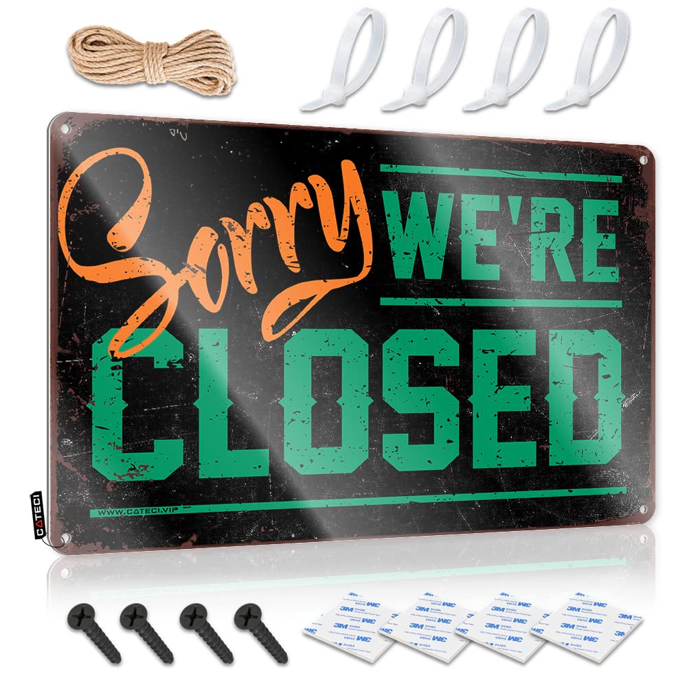 HELIOFORGE Room Door Sign Sorry We'Re Closed Sign Man Cave Tin Sign Tin Signs Funny Vintage(30X40CM)