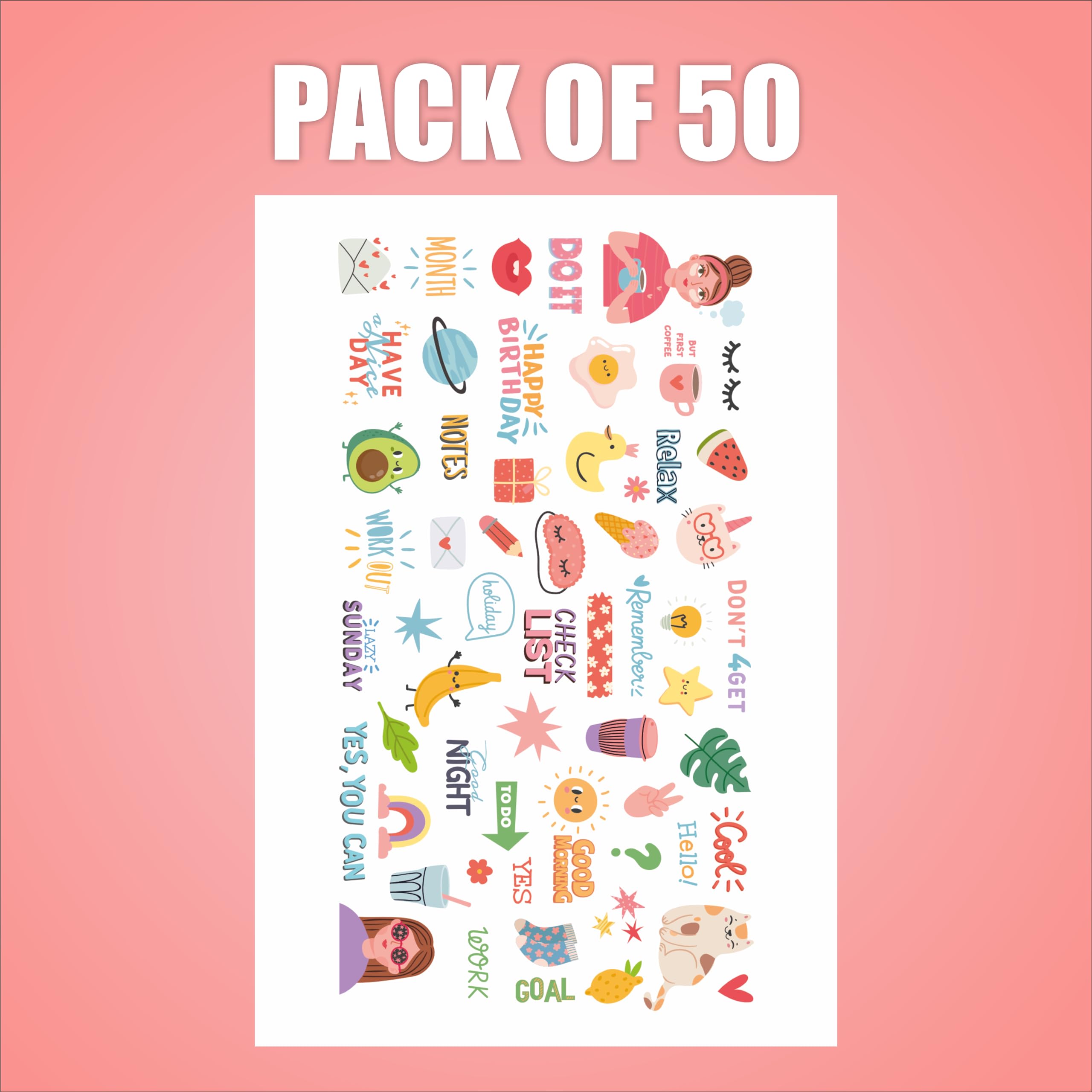 NoWorries Leminated Scratch Proof Modern Stickers (Pack of 50) Stickers for Mobile Cover, Laptops, Books, Bottles, Tablets, Fridge (No-Residue) (Multicolor Printed Premium Vinyl Stickers)(S-1.9)