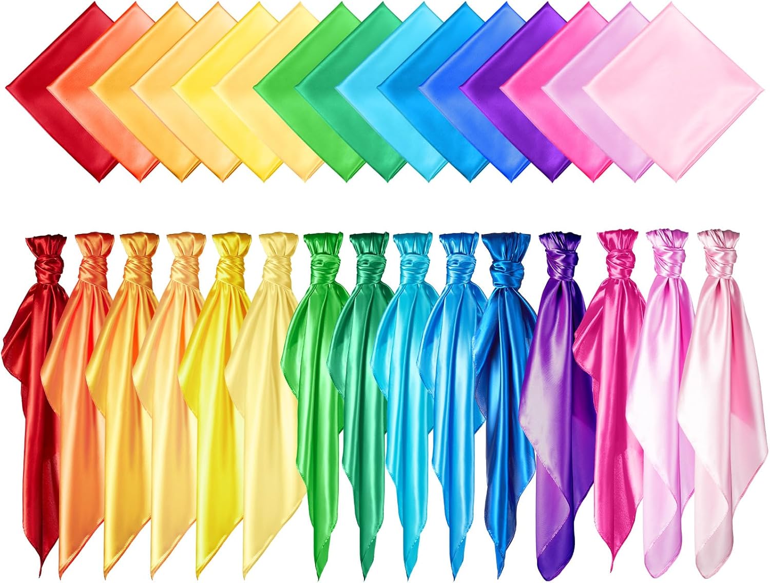Geyoga 9 Pcs Fabric Play Scarves Rainbow Play Dance Scarves Creative Pretend Juggling Dress 35 x 35 Inch