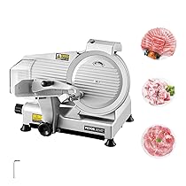 VEVOR Affettatrice per Carne Commerciale 254 mm Tagliatrice per Carne Congelata 180 W Lama di Alta Qualità, Spessore Regolabile 0 a 10 mm Affettatrice Elettrica per Alimenti da Gastronomia per Carne