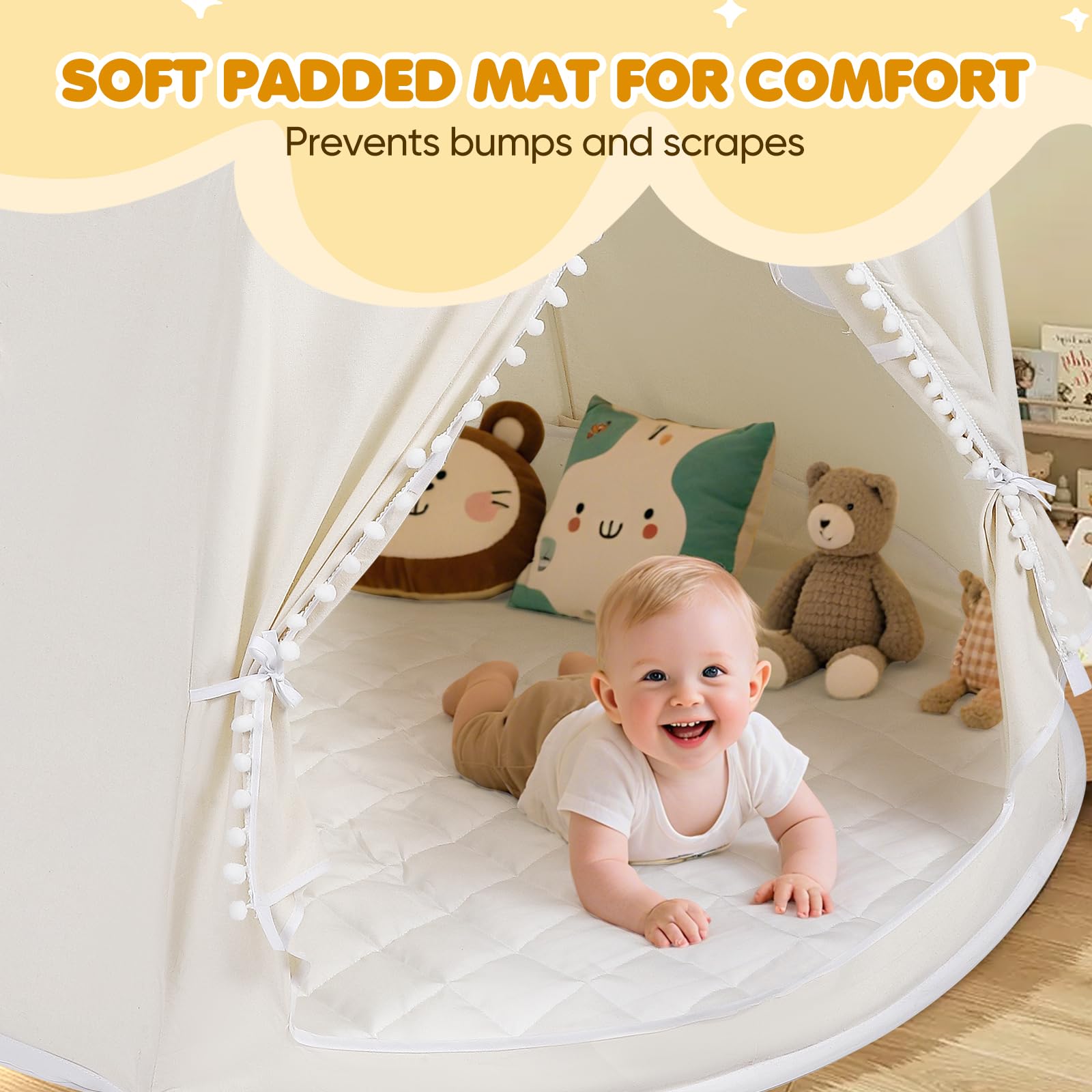 120 cm Spielzelt für Kinder, aus weichem Silky-Cotton-Stoff | 1 Eingang & 2 Fenster (TripleAir-Effect) | inkl. Tasche & Bodenmatte | stabiles Spielhaus