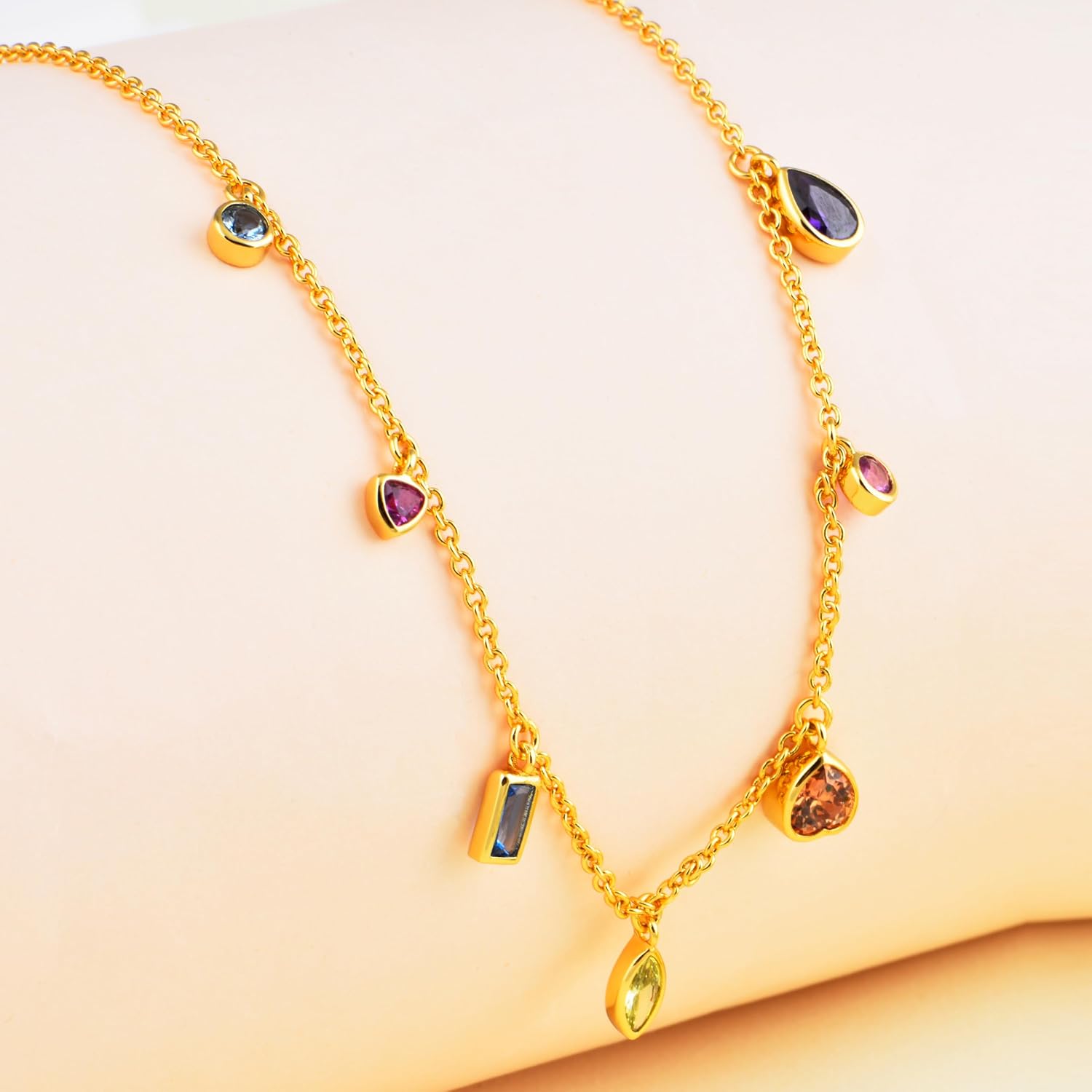 G&GEMSJEW Sparkling 14K Gold Plated Cubic Zirconia Necklace for Women | Elegant Everyday Jewelry Gifts for Wife, Girlfriend | Birthday, Anniversary, Bridesmaid Party Accessories