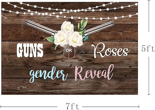 Miniatura 9 de MEHOFOND Pistolas o rosas para revelación de género para fiesta de fondo de fotos, luces de madera rústica con purpurina, unisex, decoración de baby