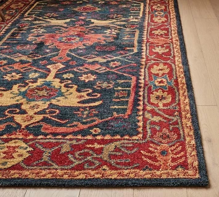 Hand Tufted Wool Area Rug, Traditional Boho Living Room Décor Rustic Rectangular Wool Carpets for Hallway, New Zealand Wool Soft Washable Rug for Bedroom (9x12 ft)
