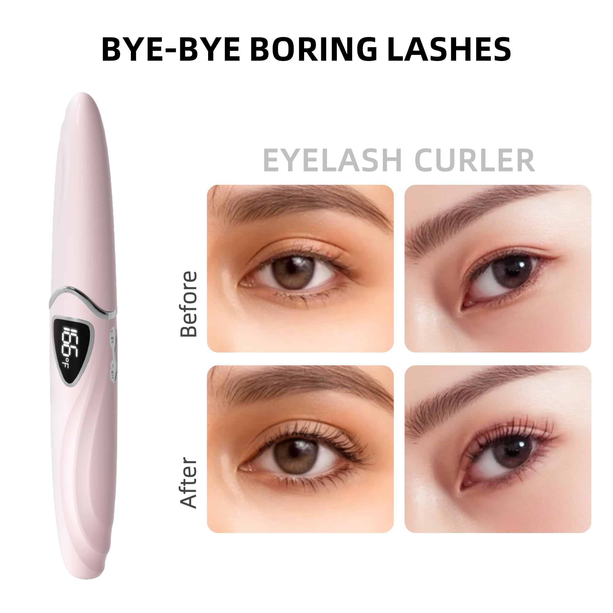 Heated Eyelash Curler, S600 Heated Lash Curler, Accurate Temperature Control Electric Eyelash Curler Heated - Intelligent Power Off, Fast Heating (Coral/Silver, S600-148MM)