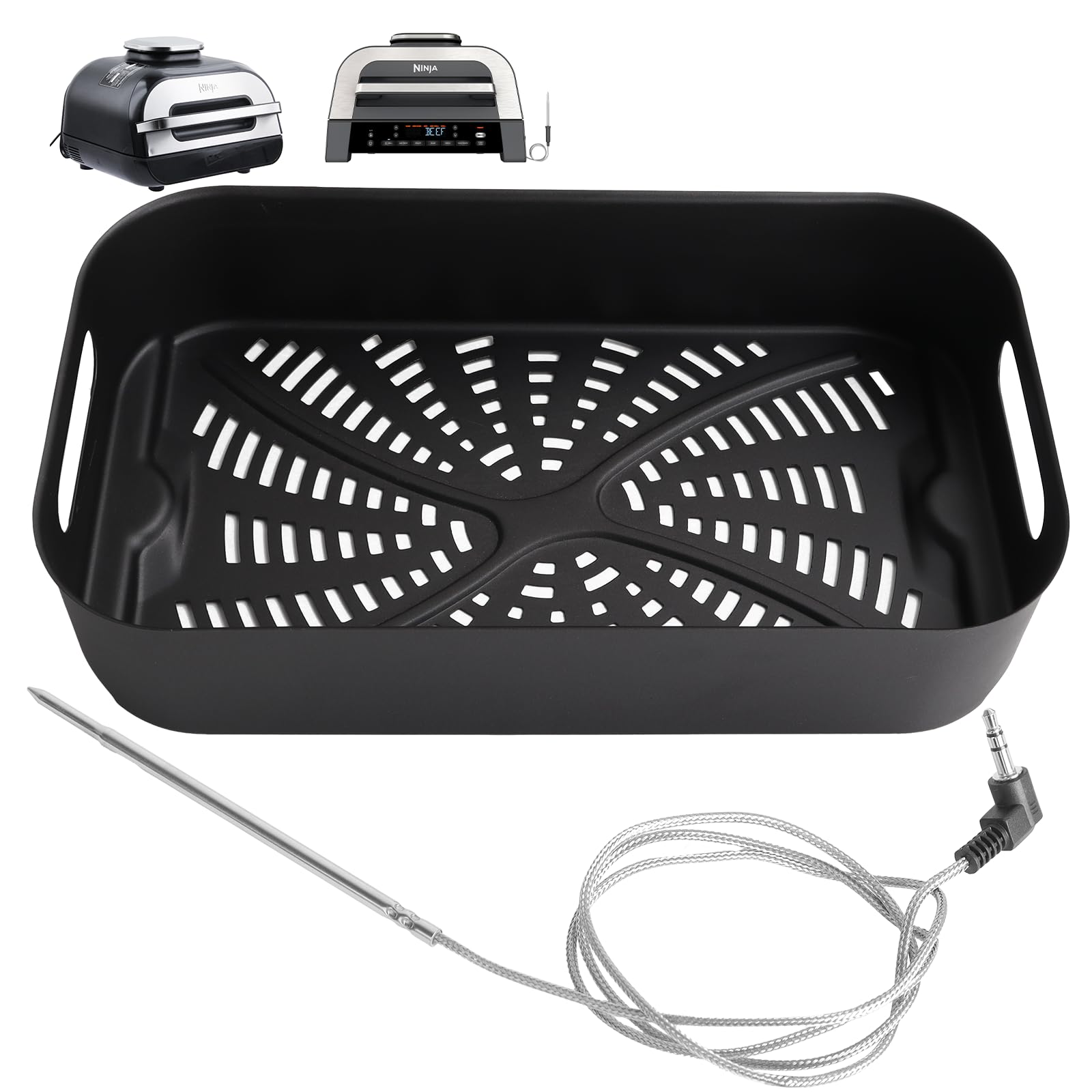 Nonstick Crisper Basket &amp; Meat Probe for Ninja FG551/FG550 Foodi XL Grill