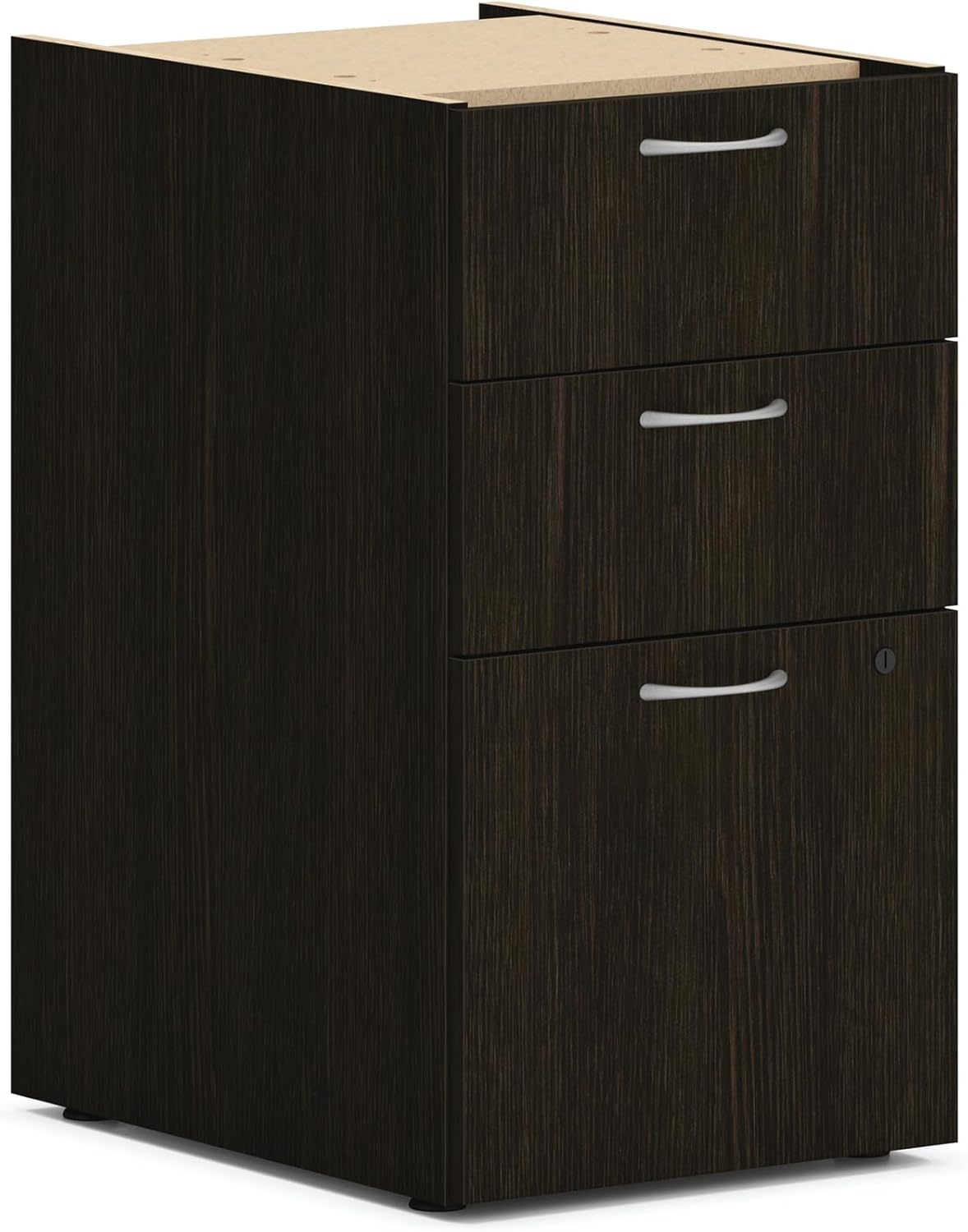 HON MOD Office Storage Drawers Pedestal Stand, Under Desk Organizers and Storage, Includes Two Box Drawers, One File Drawer, 15" W Pedestal for Office Spaces, Home Offices, Java Oak